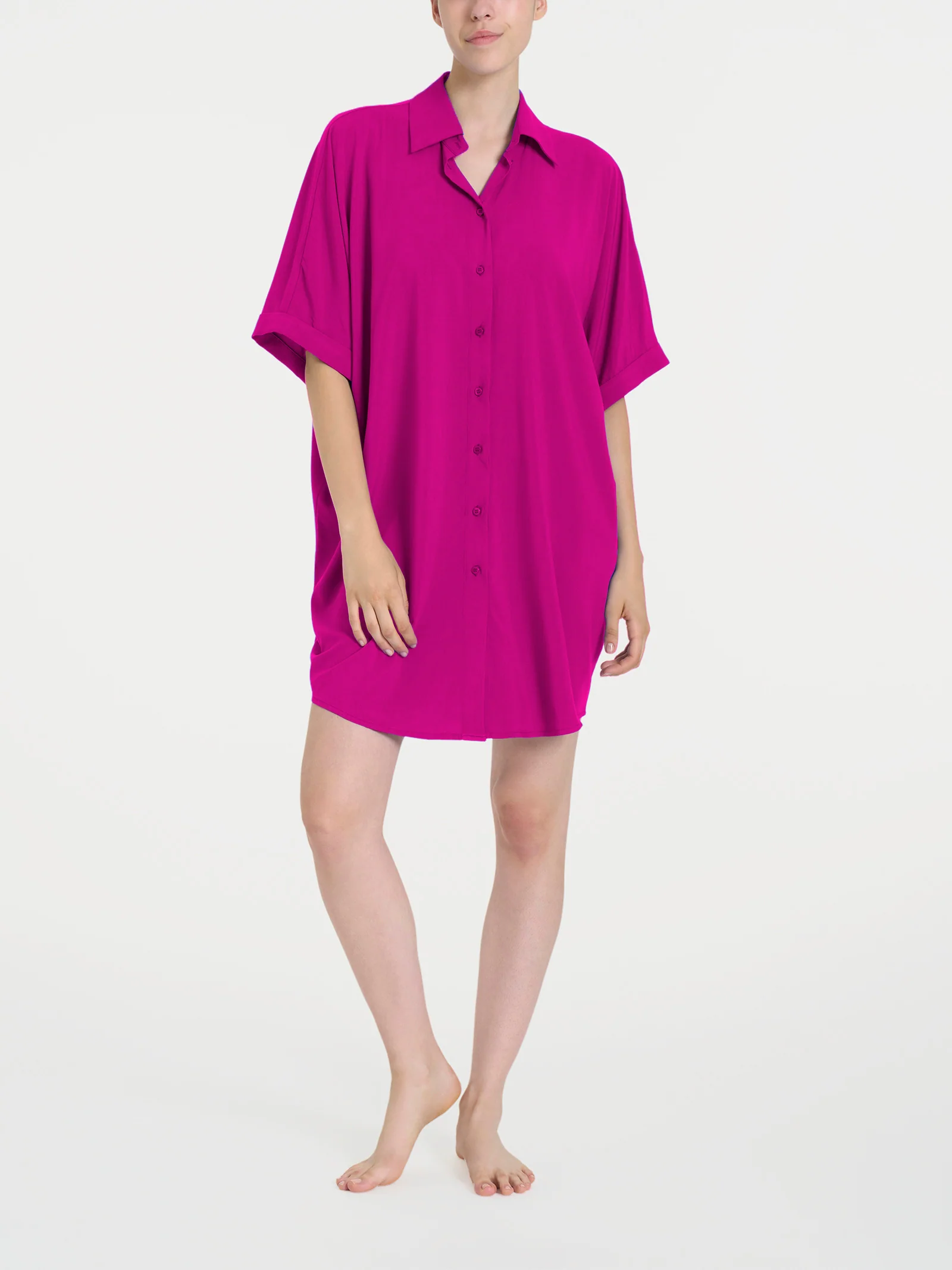 Chemisier con manica kimono in EcoSeta - Wild Aster