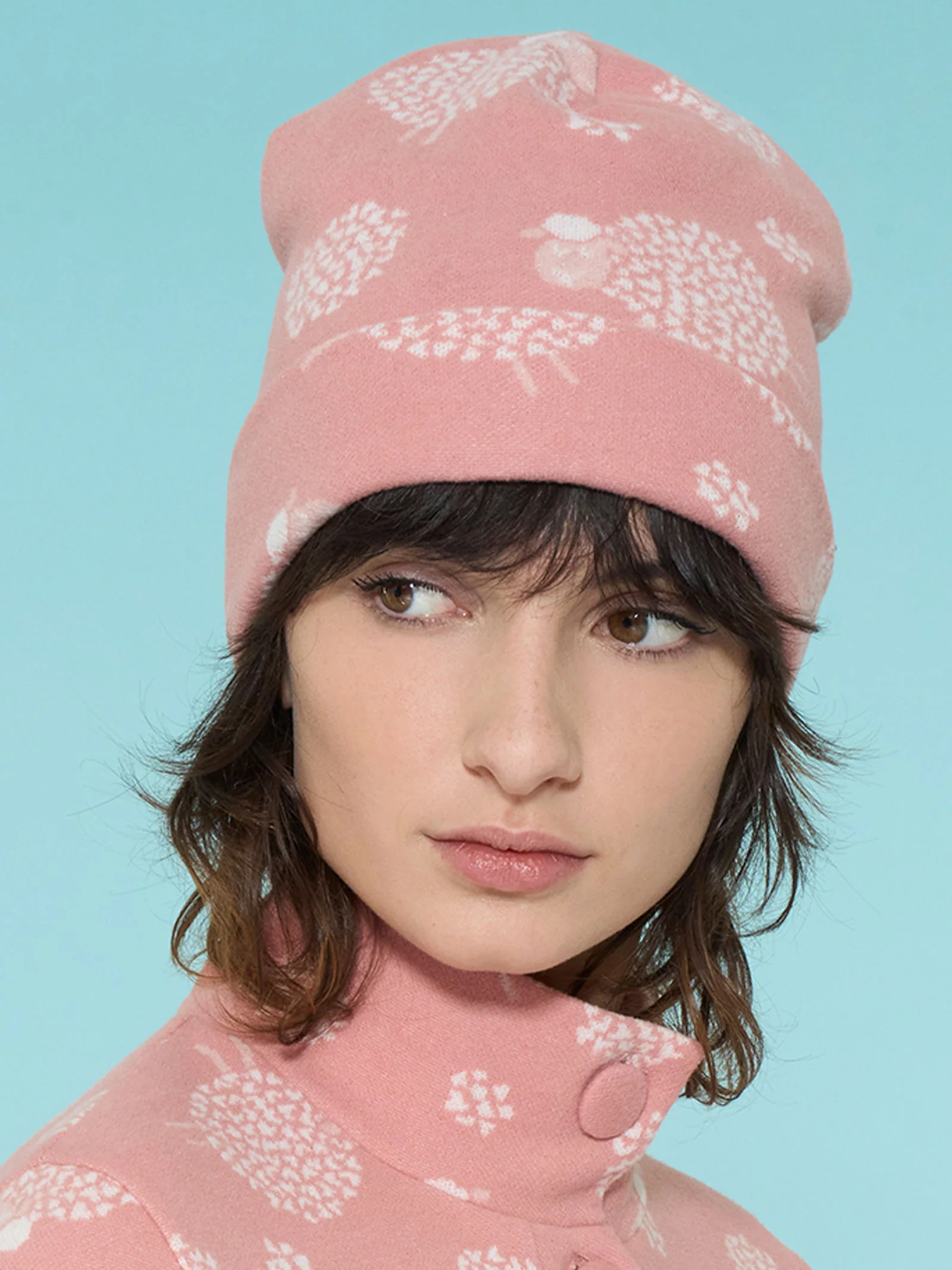 Cuffia da notte con pecorelle in Cotton Eco Pile - Fant.Pesco