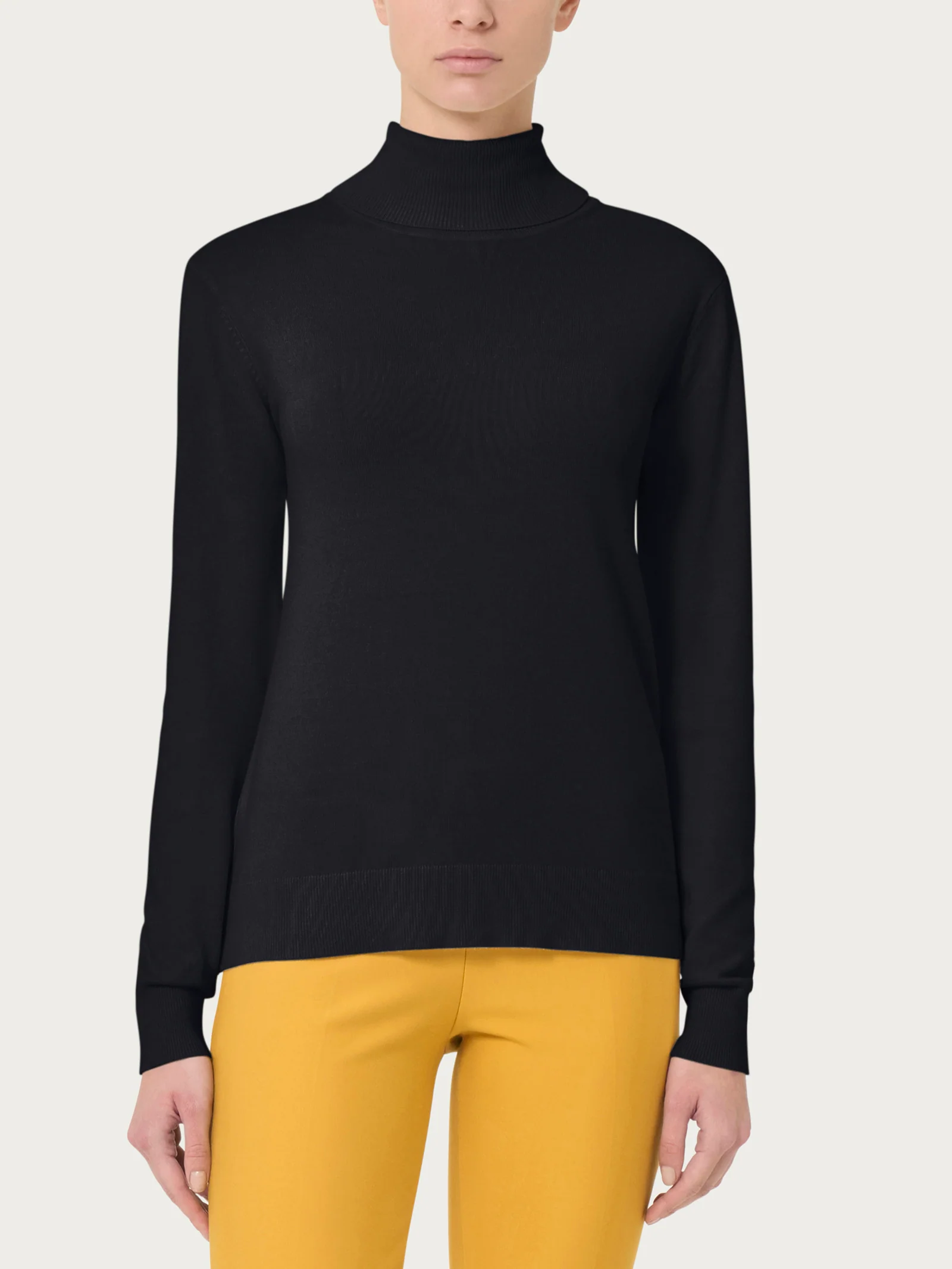 Dolcevita a maglia unita Four Seasons - Nero