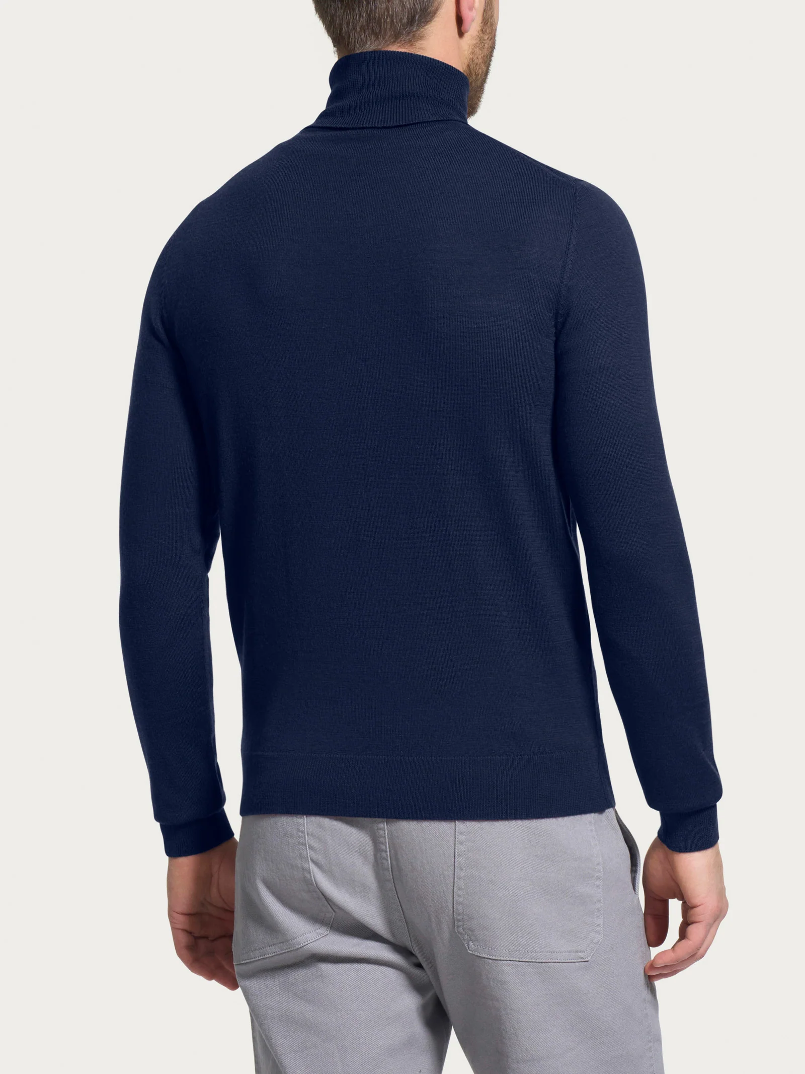 Dolcevita a maglia unita in Merino Soft - Bleu - Image 2