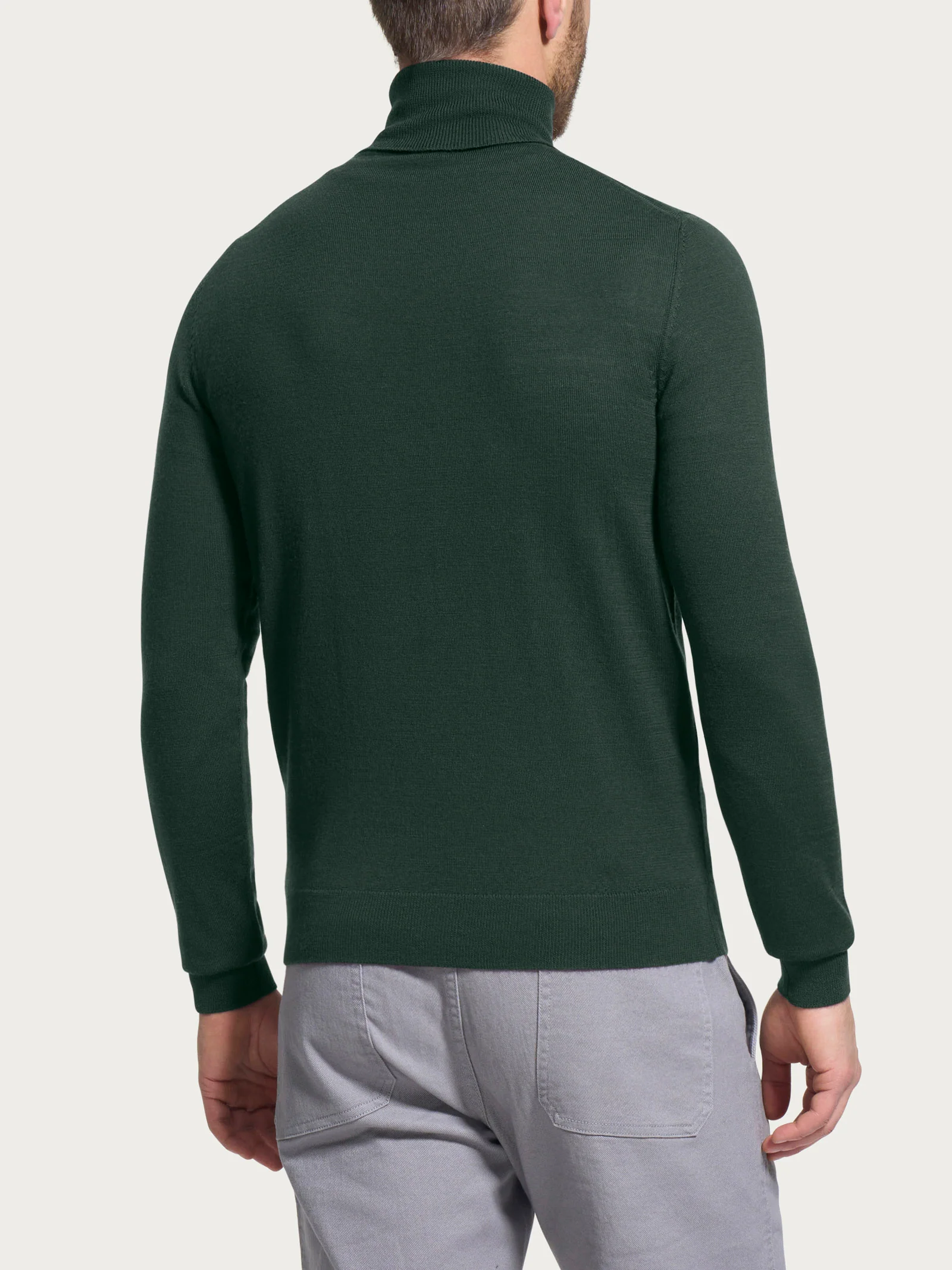 Dolcevita a maglia unita in Merino Soft - Kombu Green - Image 2