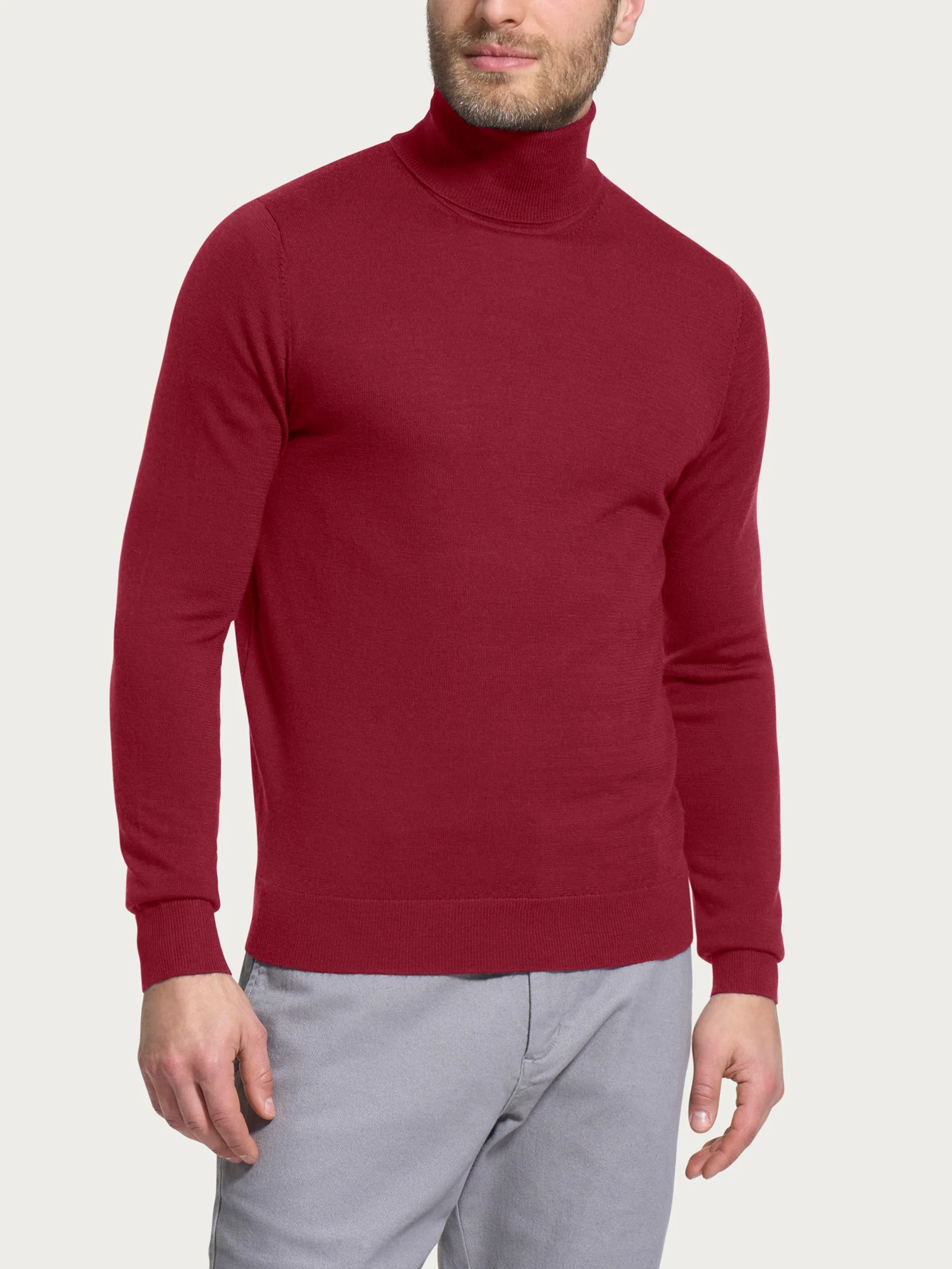 Dolcevita a maglia unita in Merino Soft - Tibetan Red