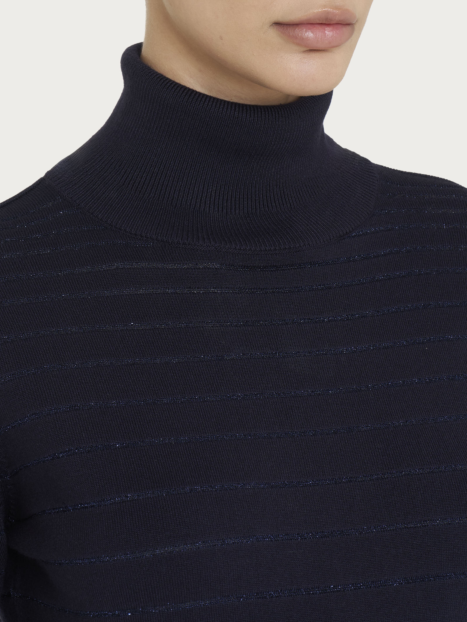 Dolcevita a righe Four Seasons con Lurex - Bleu - Image 3