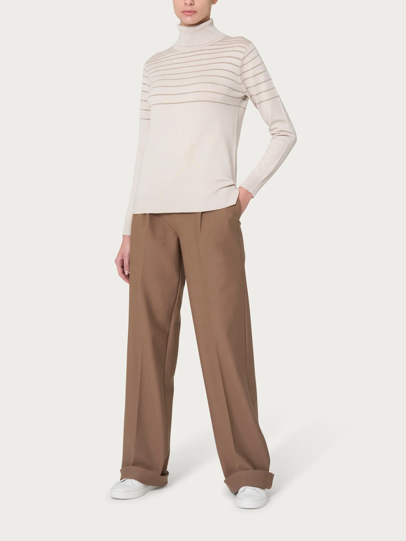 Dolcevita a righe Four Seasons con Lurex - Bleu - Image 4