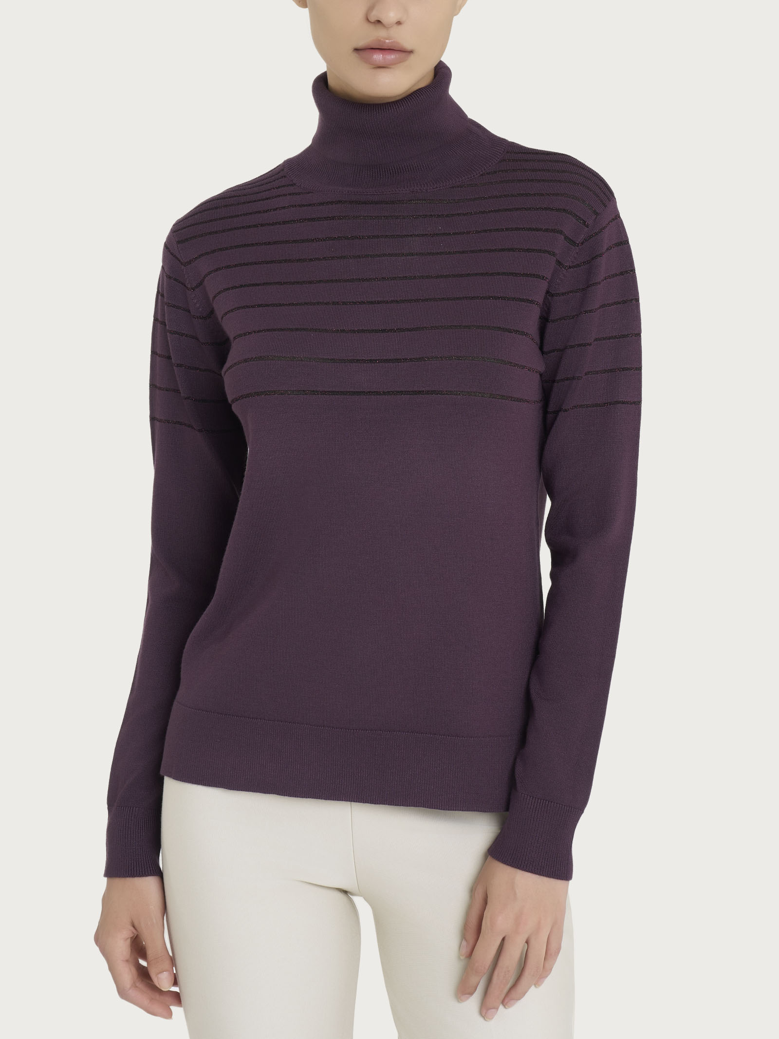 Dolcevita a righe Four Seasons con Lurex - Plum Perfect