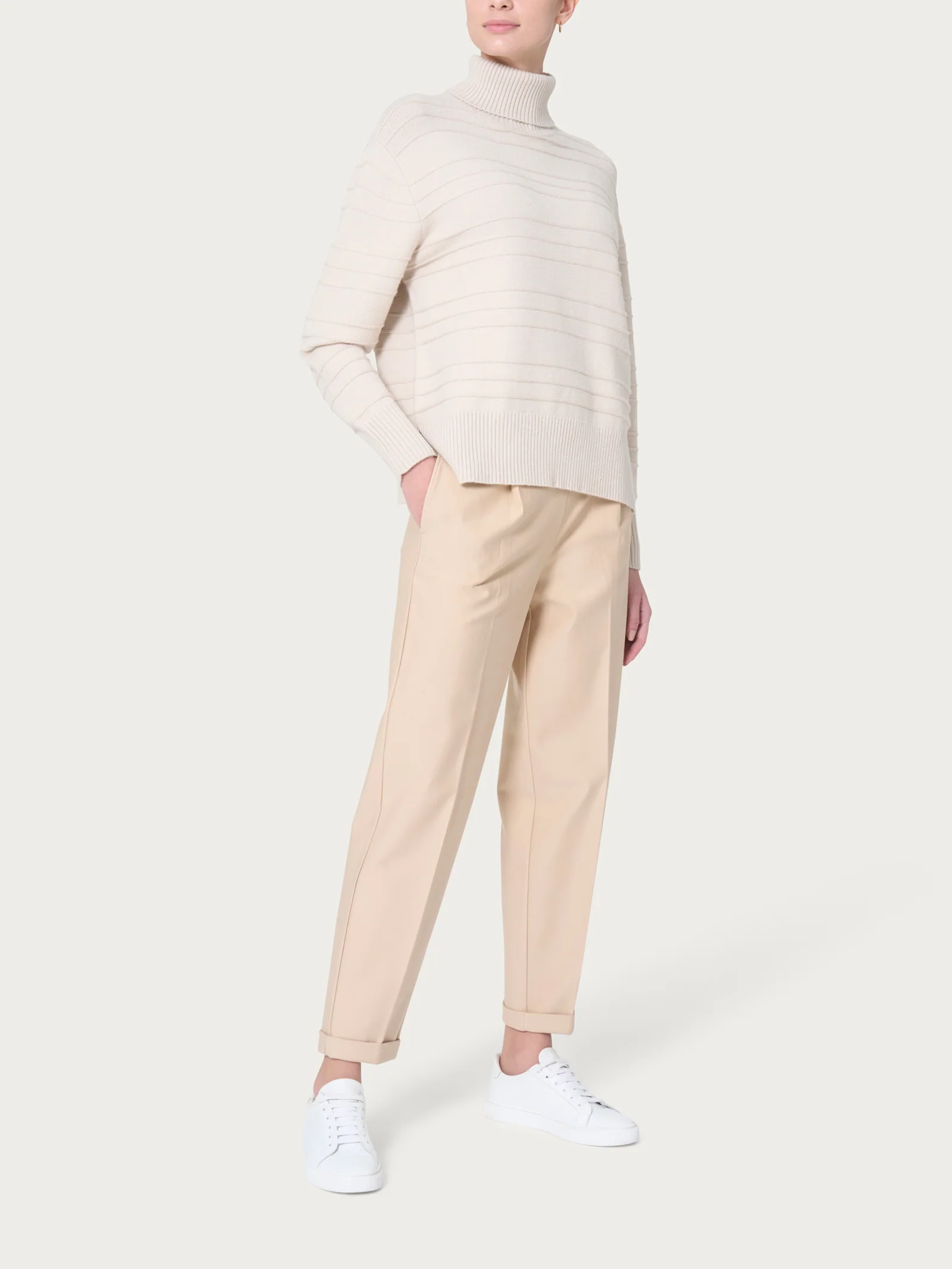 Dolcevita a righe in Super Soft - Sphagnum - Image 4