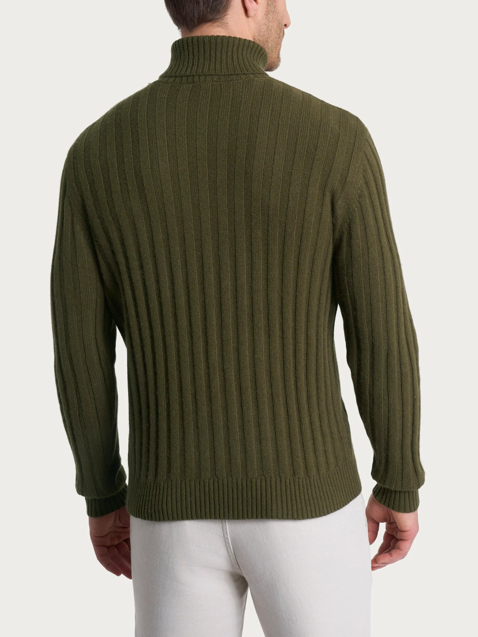 Dolcevita con costa piatta in Natural Soft - Dark Olive - Image 2