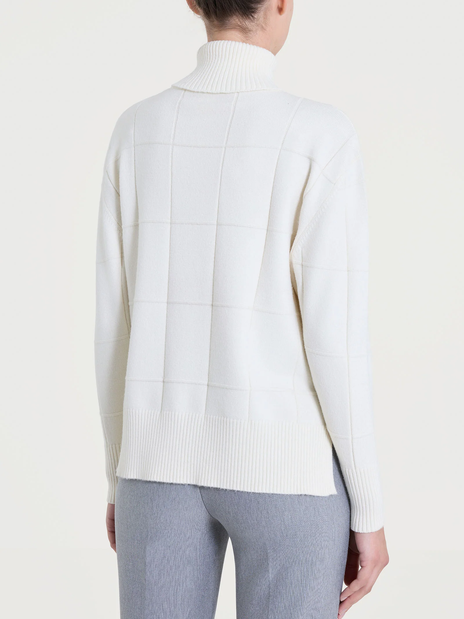 Dolcevita con fantasia check in Super Soft - Avorio - Image 2