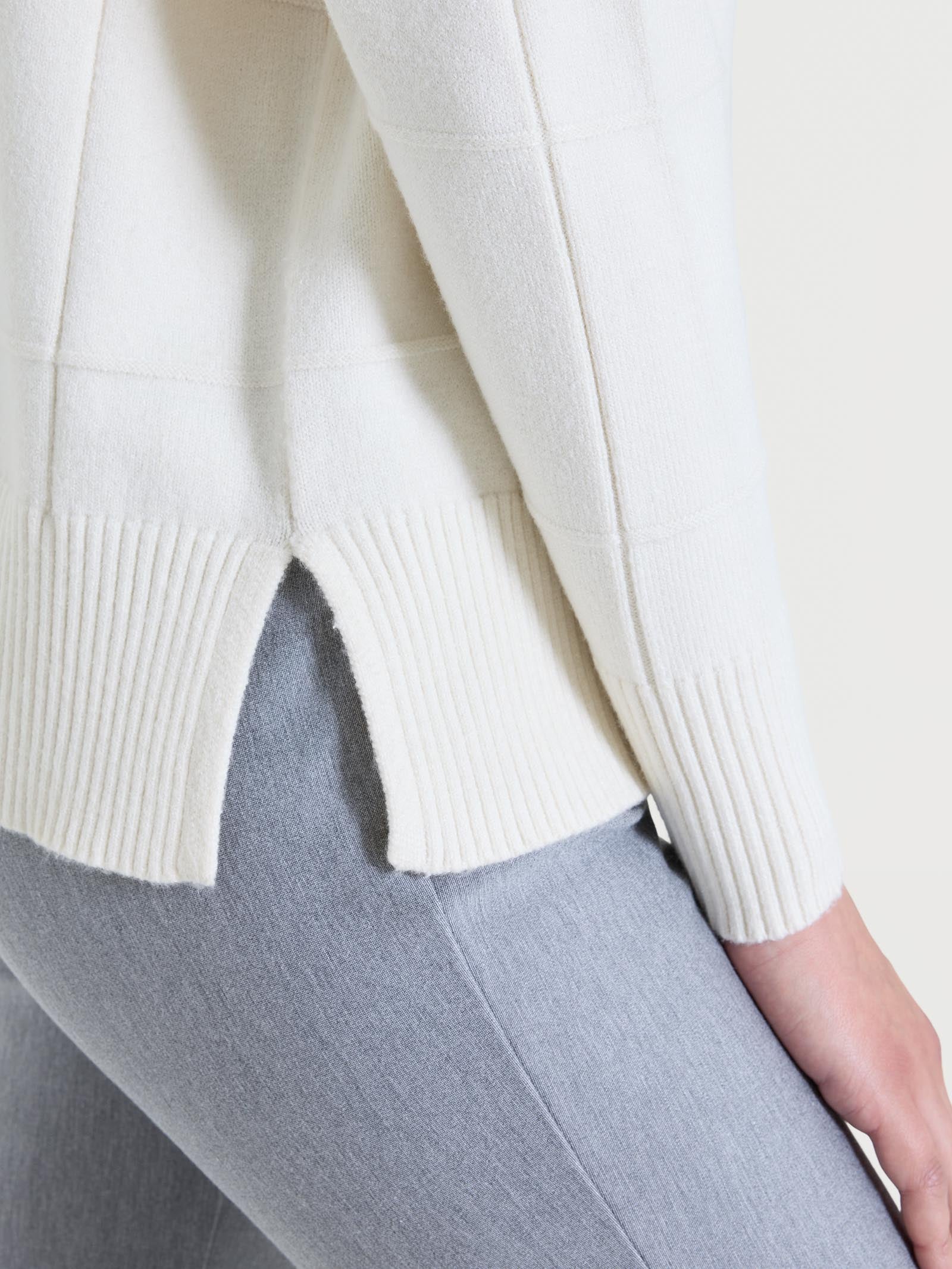 Dolcevita con fantasia check in Super Soft - Avorio - Image 3