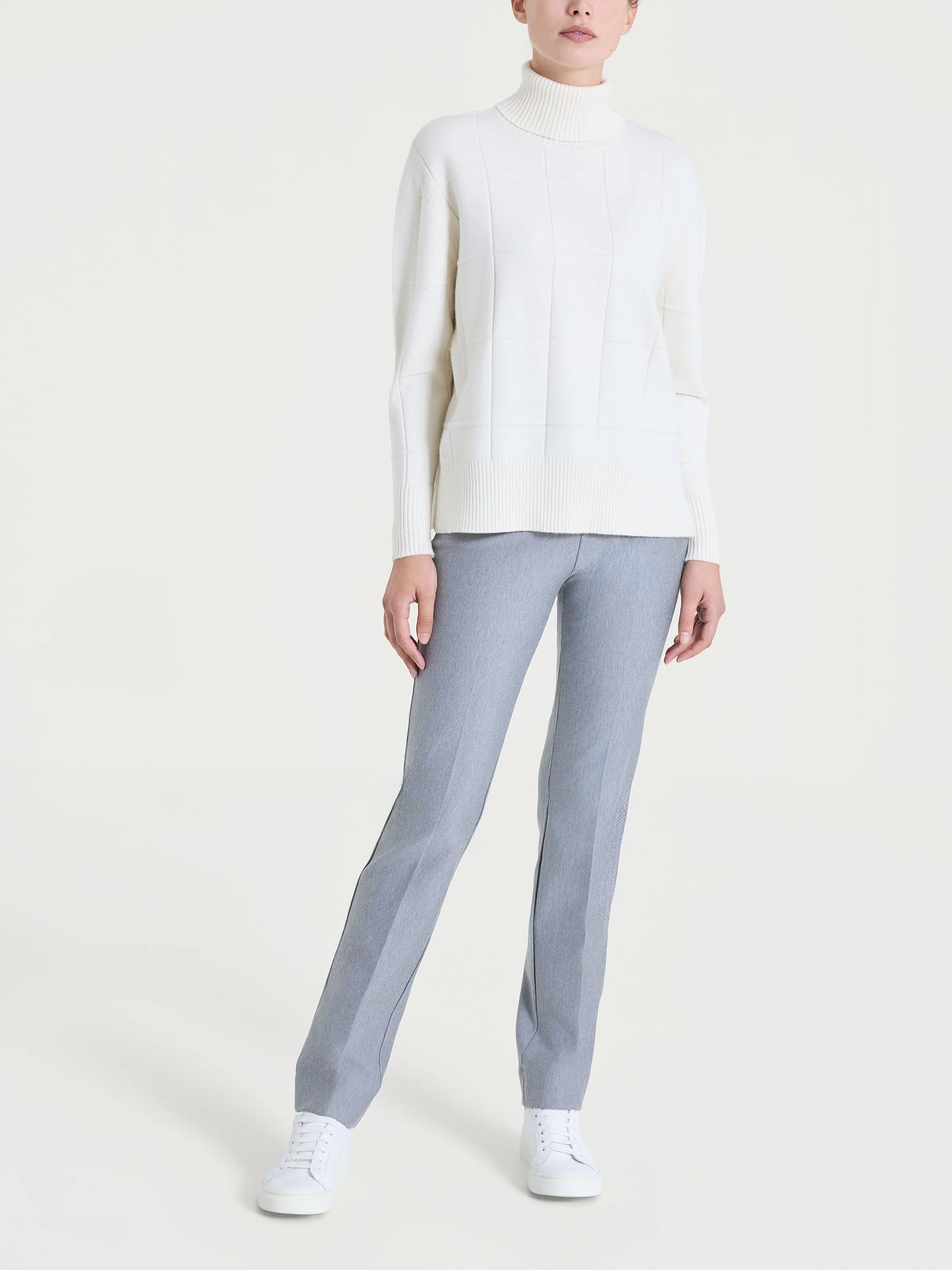 Dolcevita con fantasia check in Super Soft - Avorio - Image 6