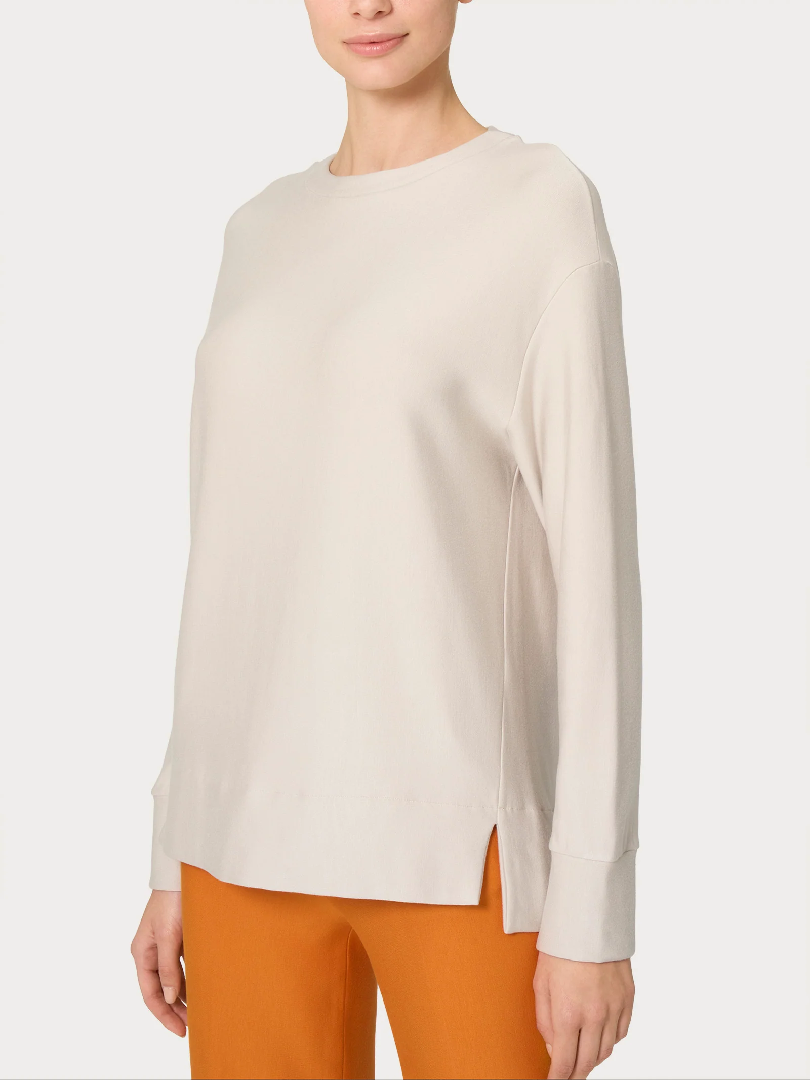 Felpa con collo a barchetta in Eco techno Fleece - Champignon