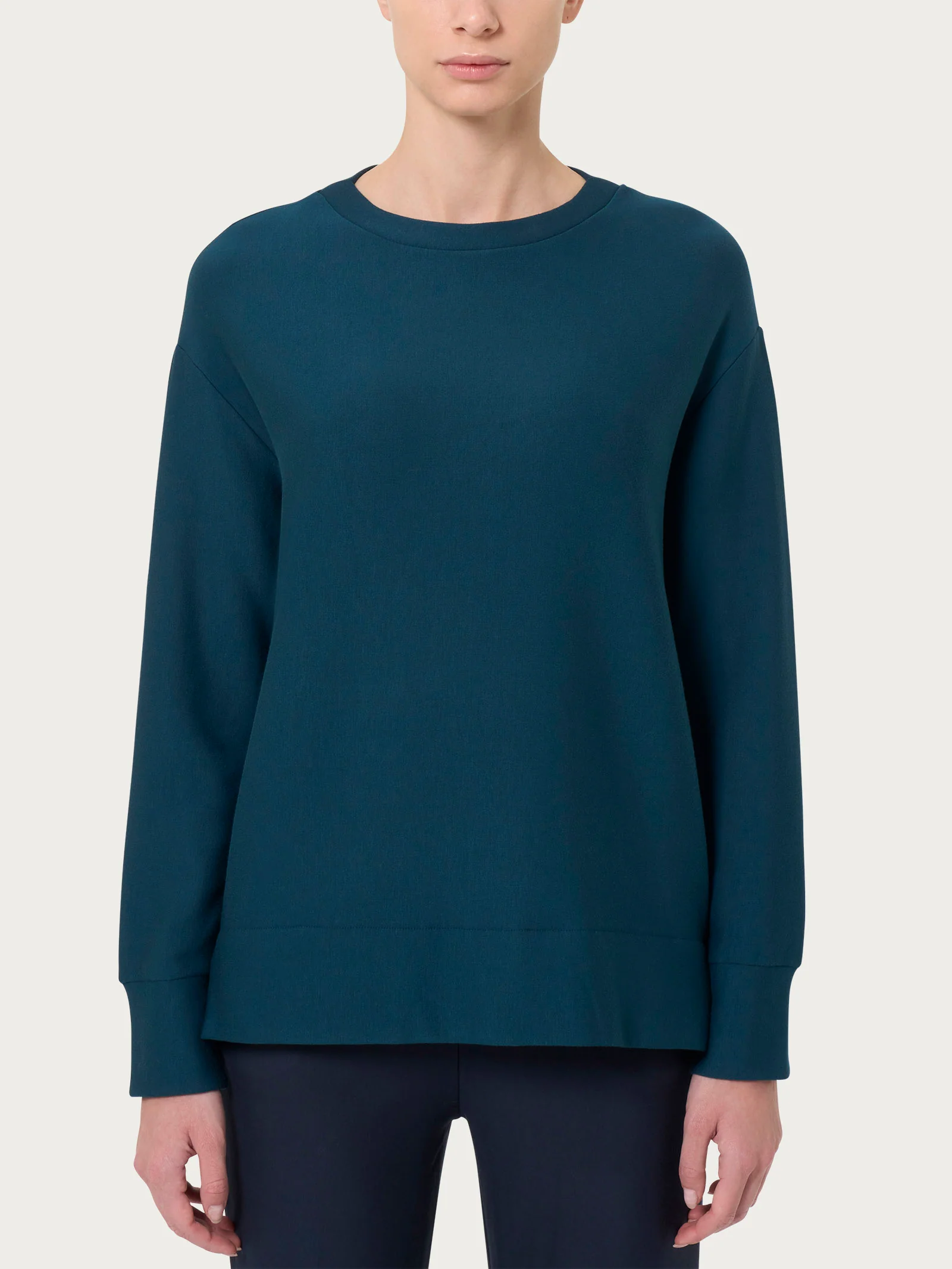 Felpa con collo a barchetta in Eco techno Fleece - Reflecting Pond