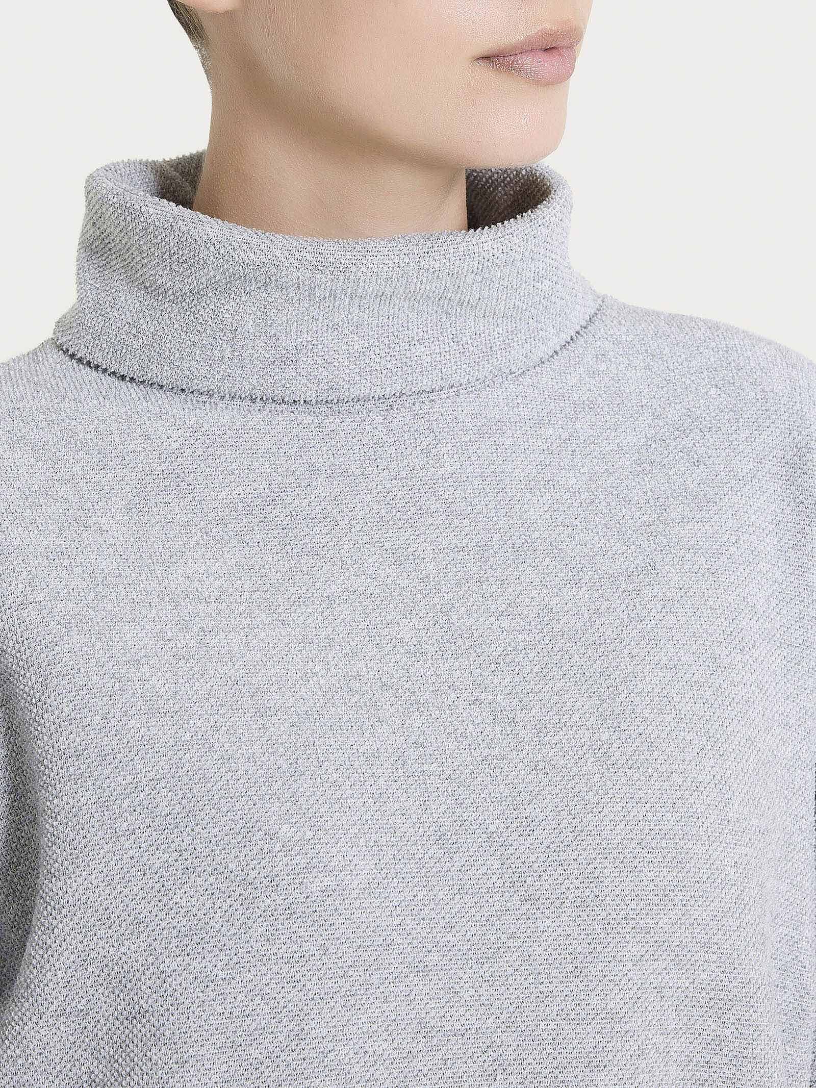 Felpa con collo a ciambella in Japanese Fleece  - Grigio Mel. - Image 3