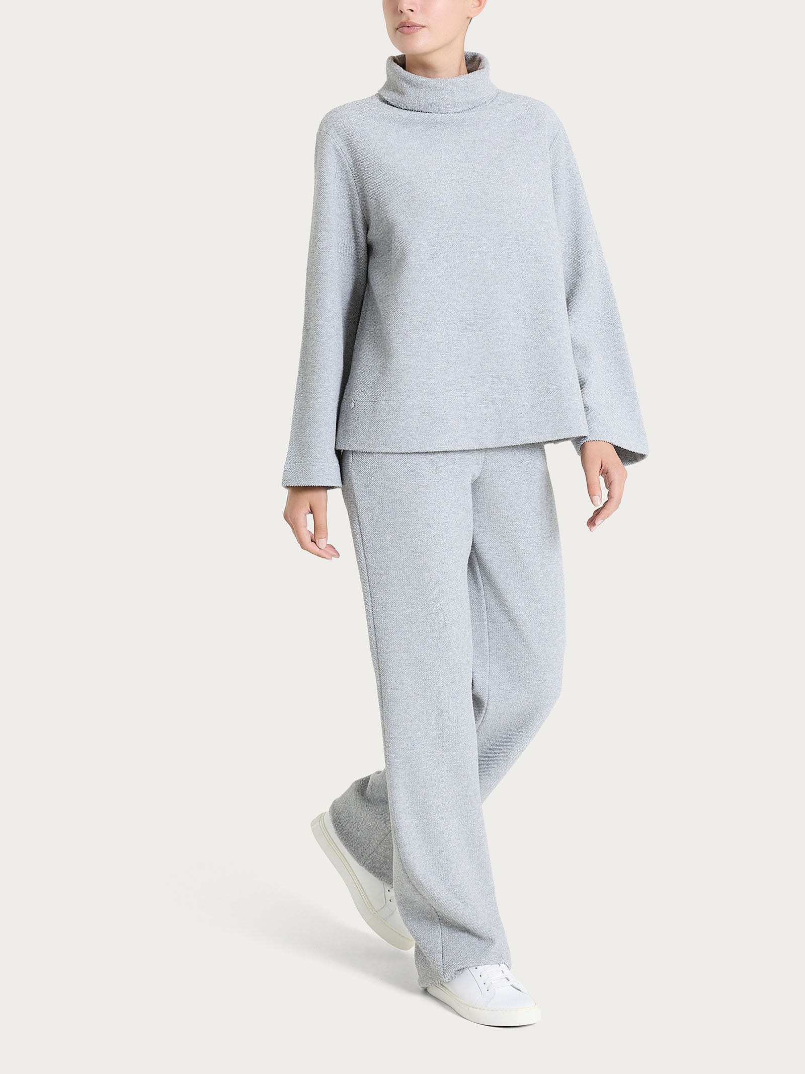 Felpa con collo a ciambella in Japanese Fleece  - Grigio Mel. - Image 4