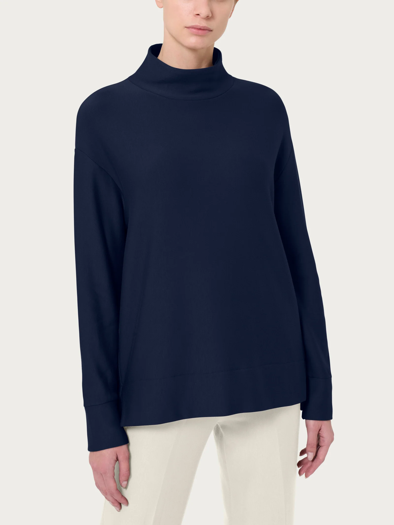 Felpa con collo alto in Eco techno Fleece - Bleu