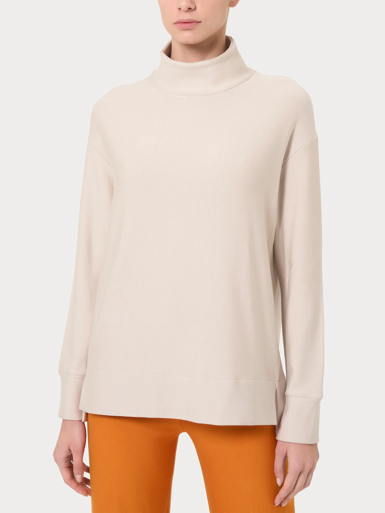 Felpa con collo alto in Eco techno Fleece - Champignon