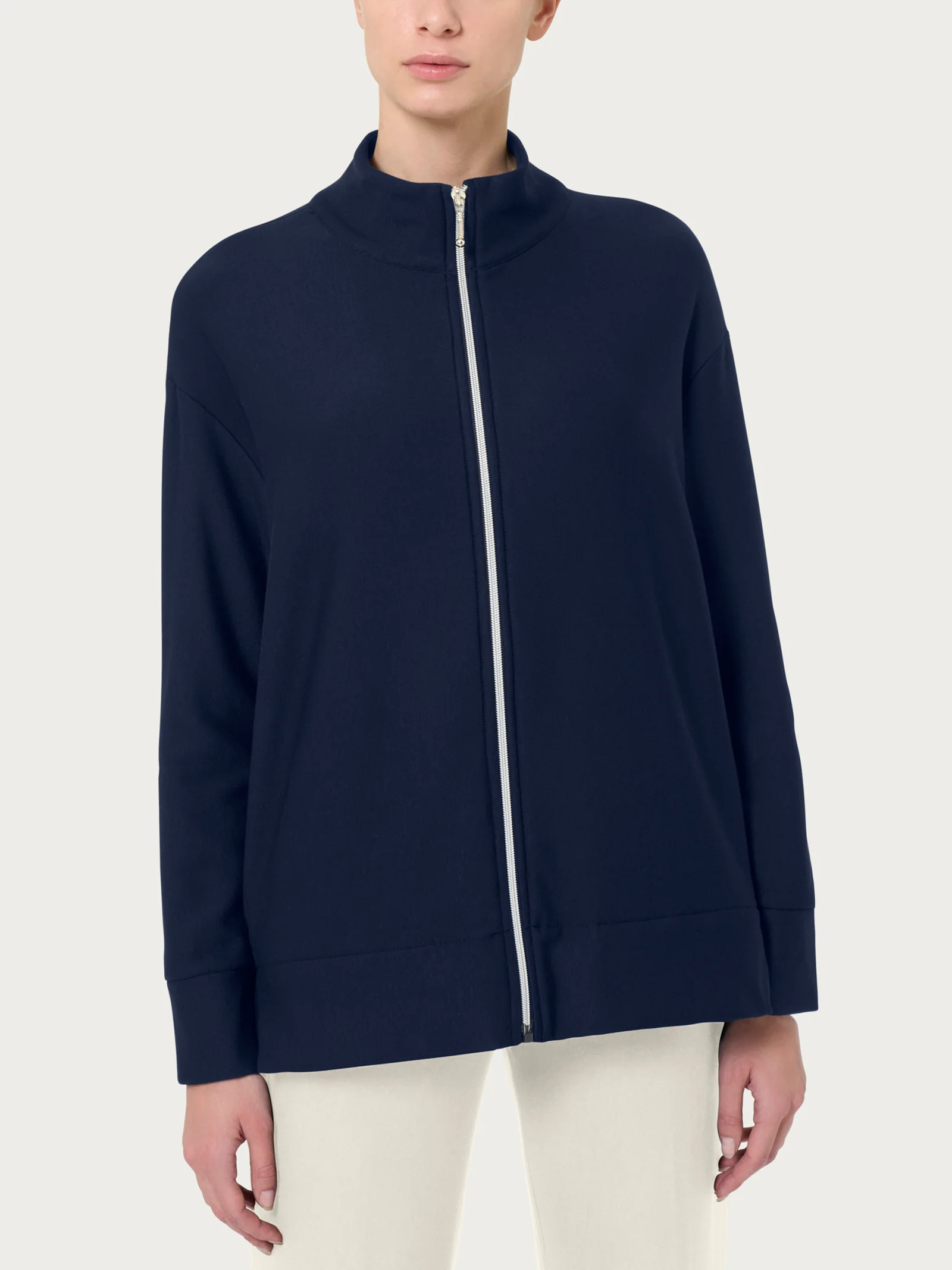Felpa con zip in Eco techno Fleece - Bleu