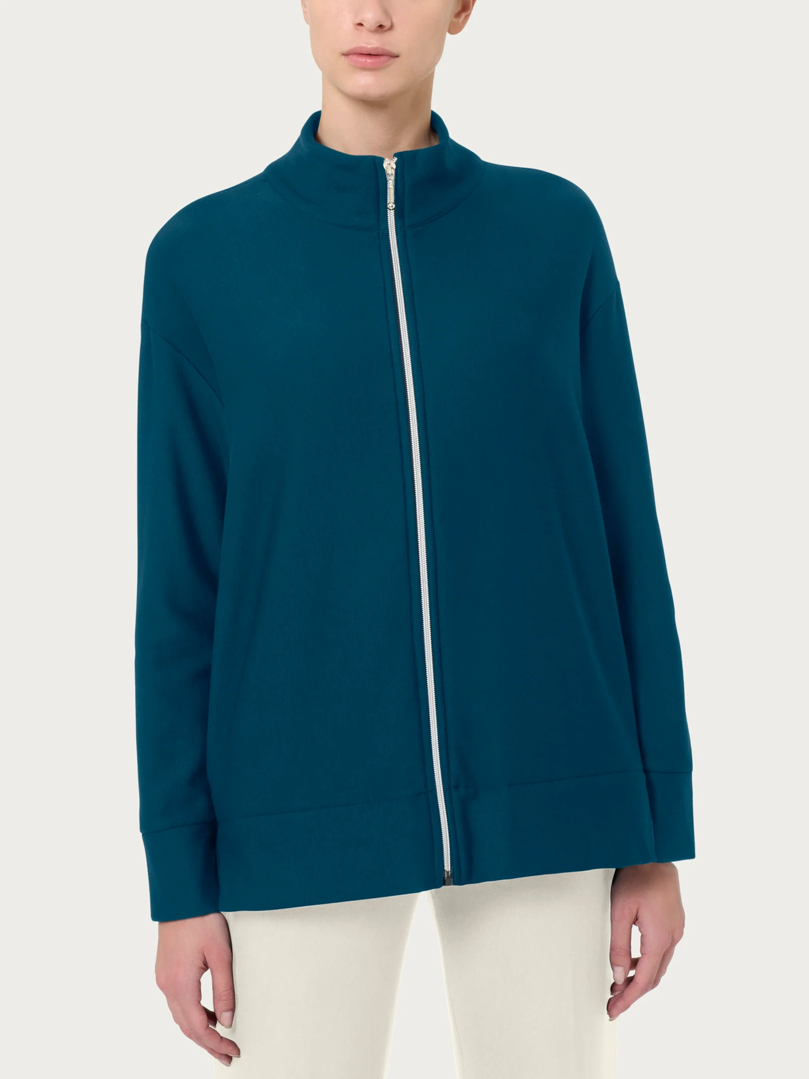 Felpa con zip in Eco techno Fleece - Reflecting Pond