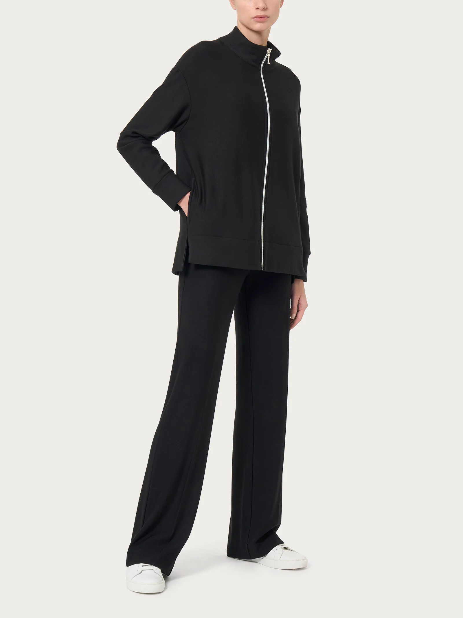 Felpa con zip in Eco techno Fleece - Reflecting Pond - Image 3