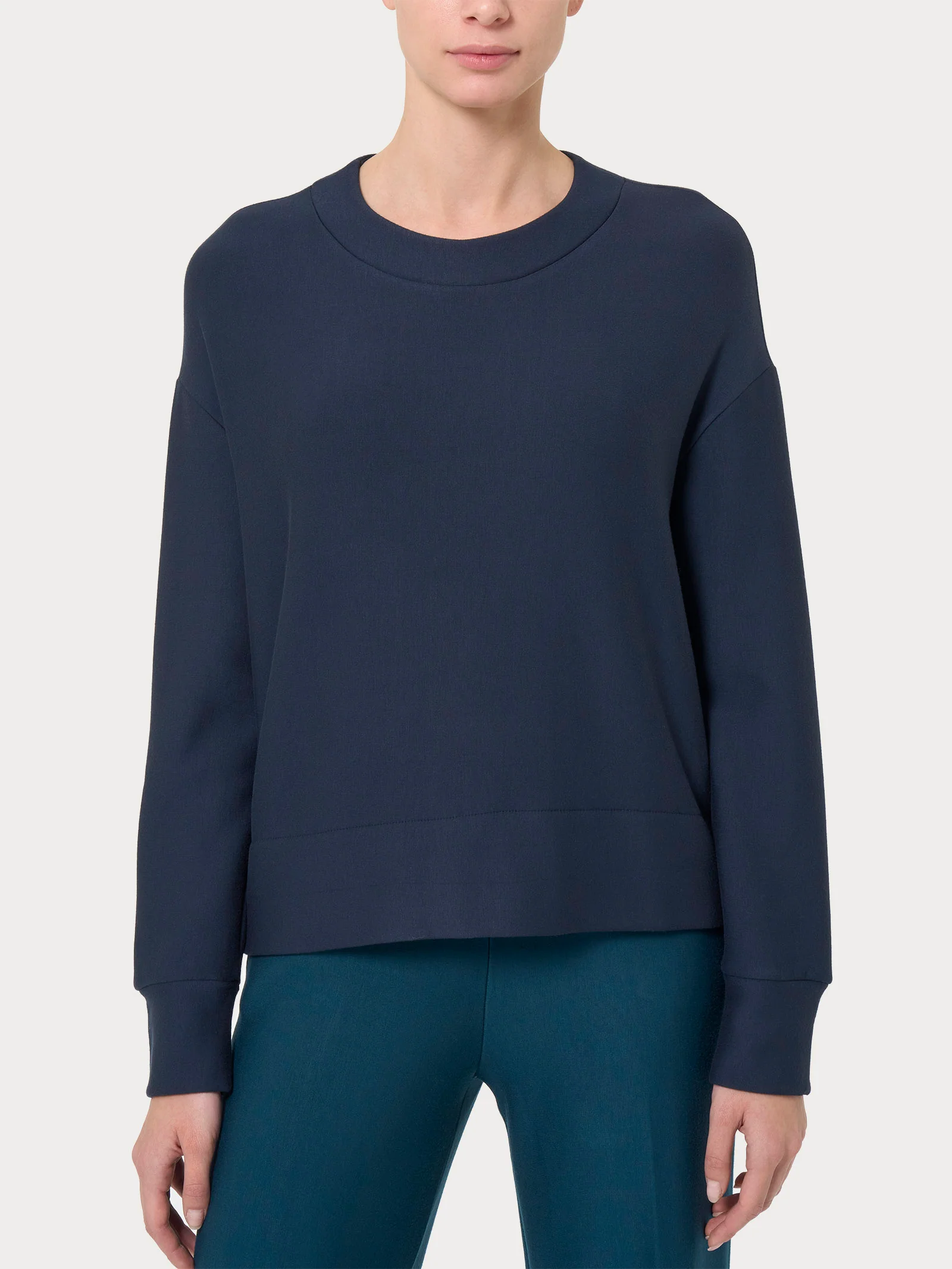 Felpa girocollo corta in Eco techno Fleece - Bleu