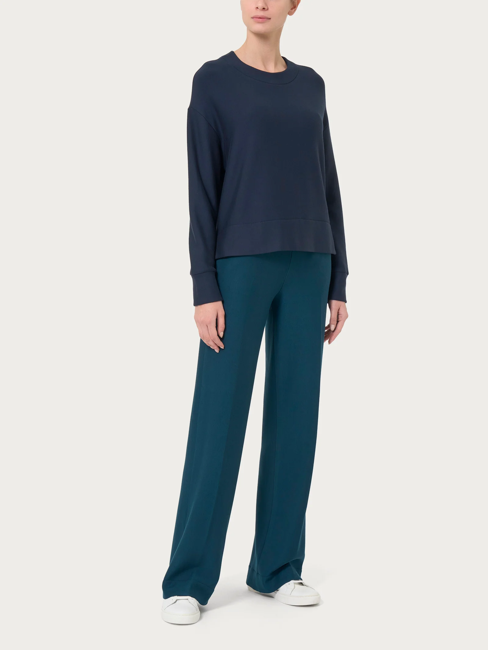 Felpa girocollo corta in Eco techno Fleece - Reflecting Pond - Image 3