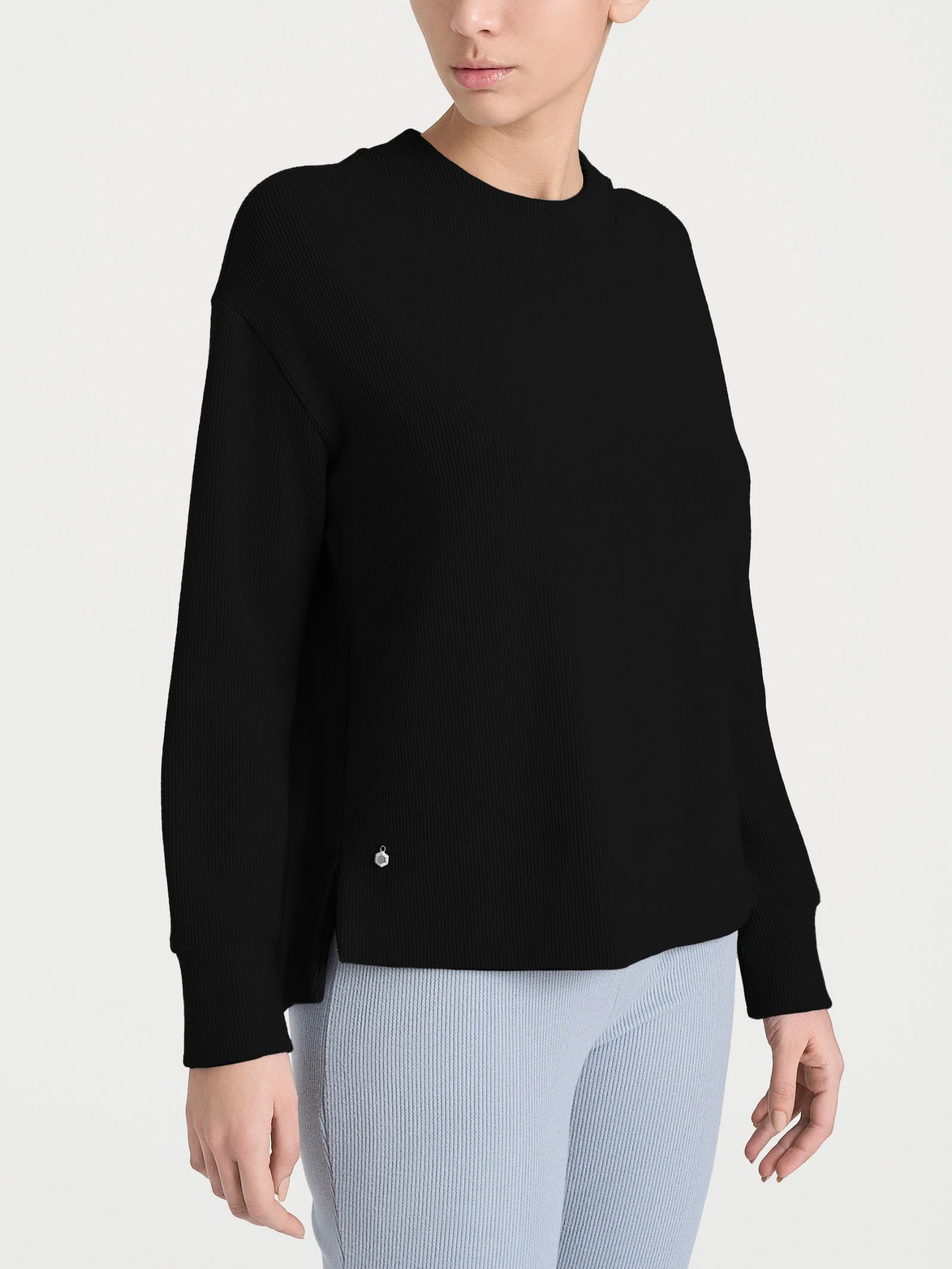 Felpa girocollo in Velvet - Nero