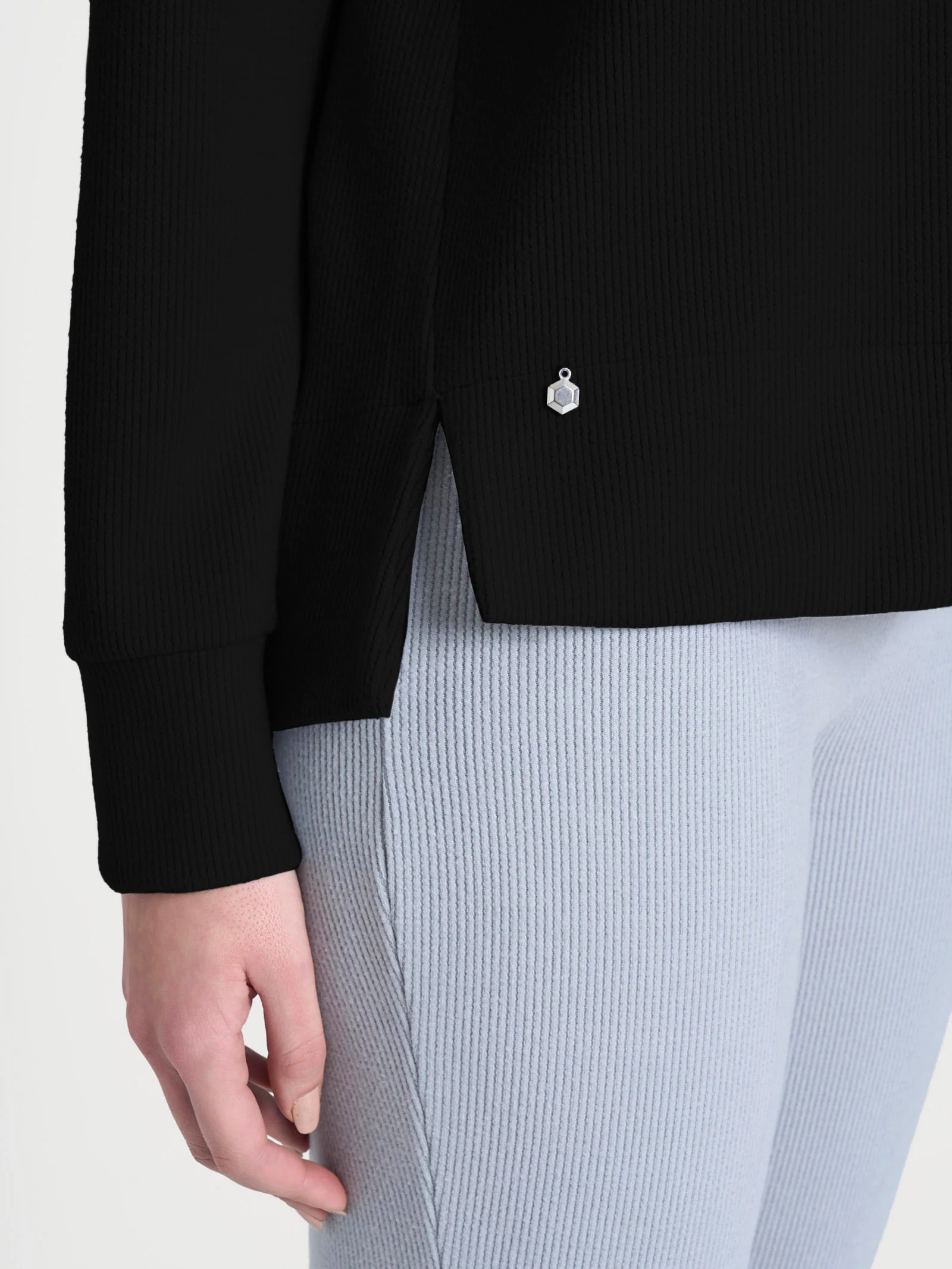 Felpa girocollo in Velvet - Nero - Image 3