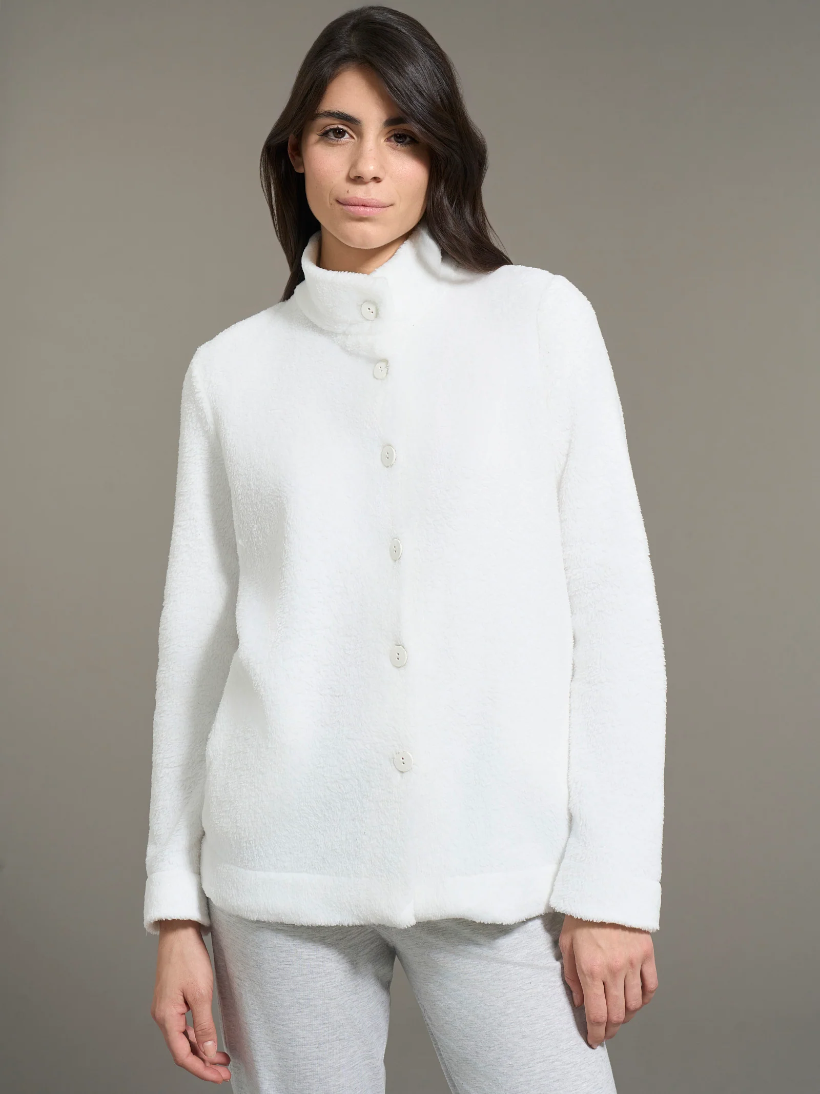 Giacca aperta in polar fleece - Avorio