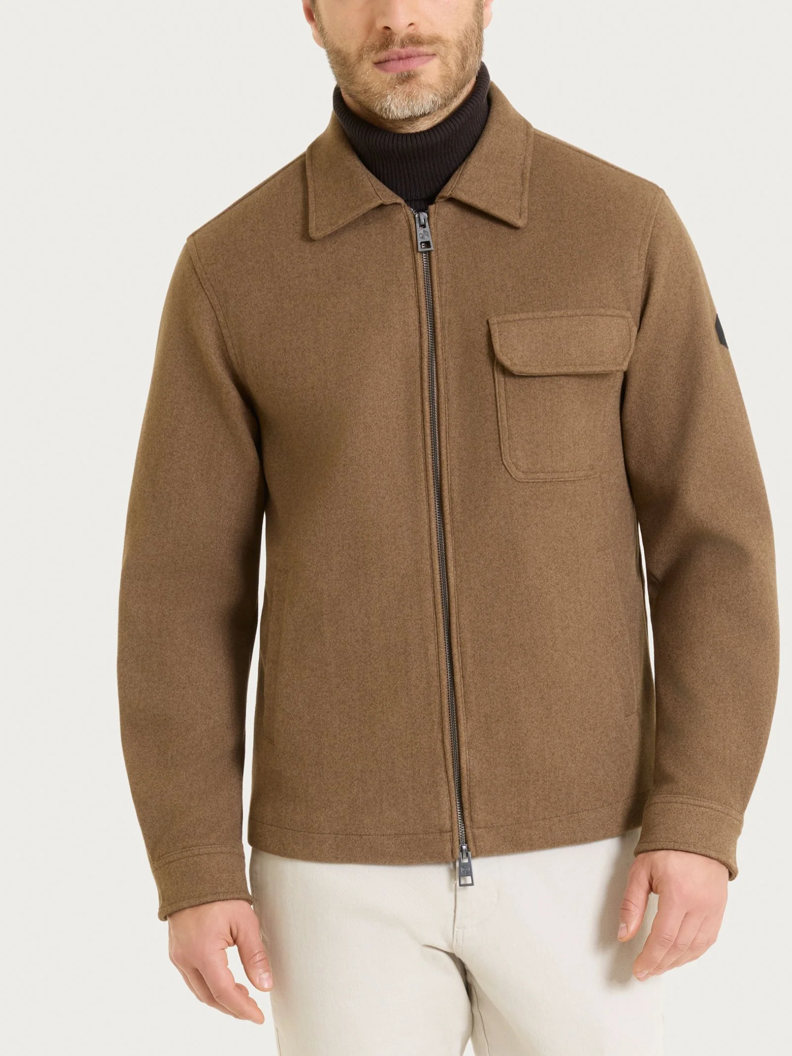 Giacca con collo camicia in Vegan Wool - Castoro Mel.