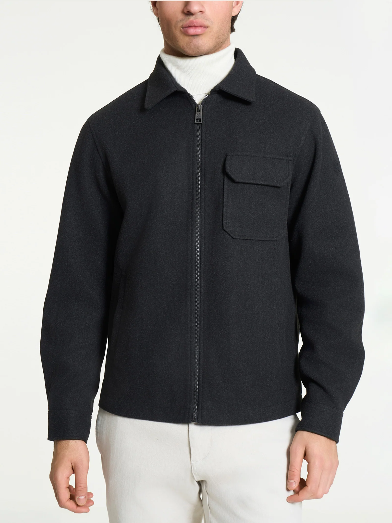Giacca con collo camicia in Vegan Wool - Oscuro Mel.