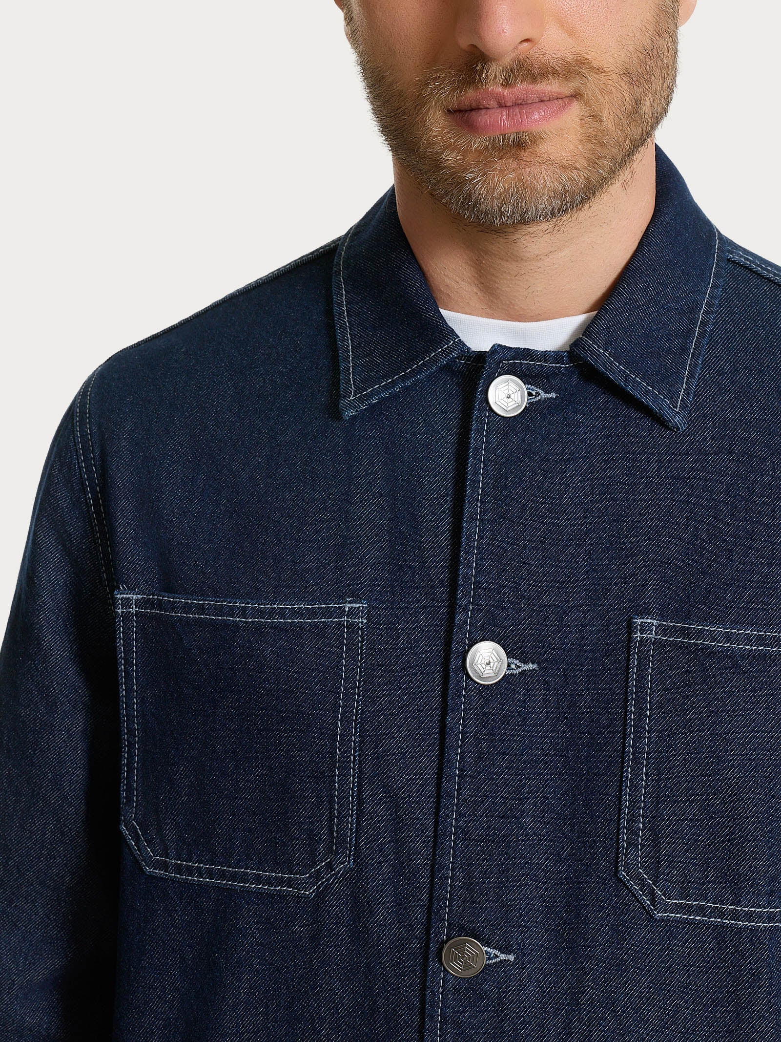 Giacca corta Utility in Raw Denim - Dark Navy - Image 3