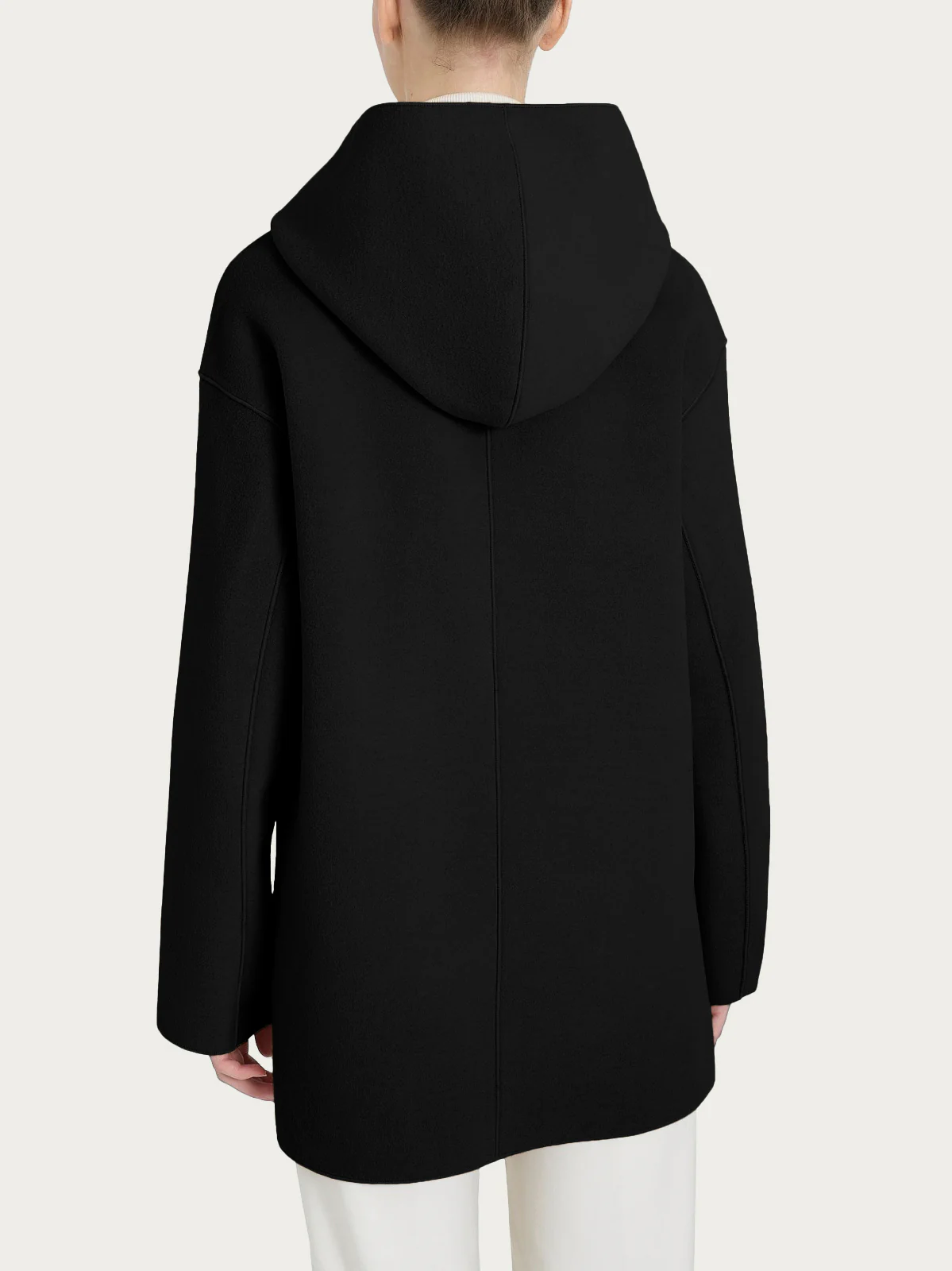 Giaccone con cappuccio in Vegan Wool - Nero - Image 2