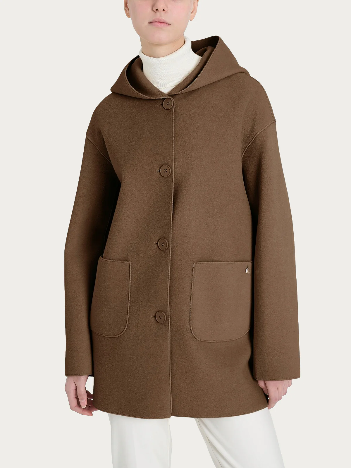 Giaccone con cappuccio in Vegan Wool - Rain Drum