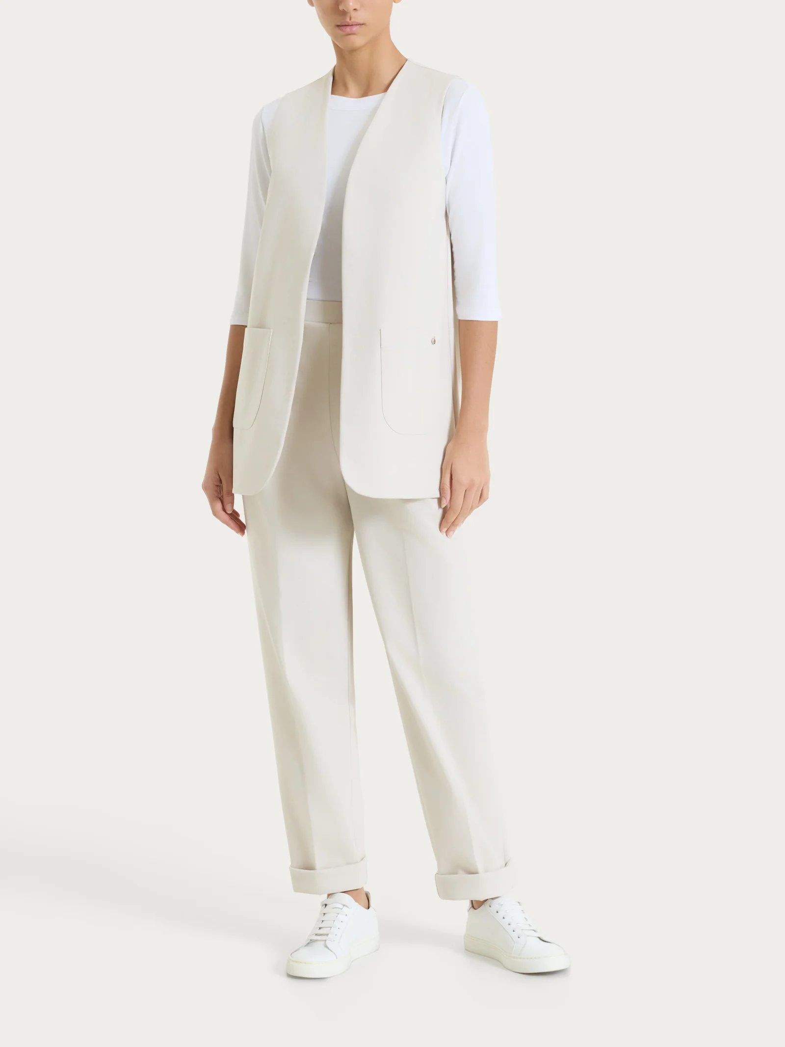 Gilet aperto in Compact Light - Champignon - Image 4