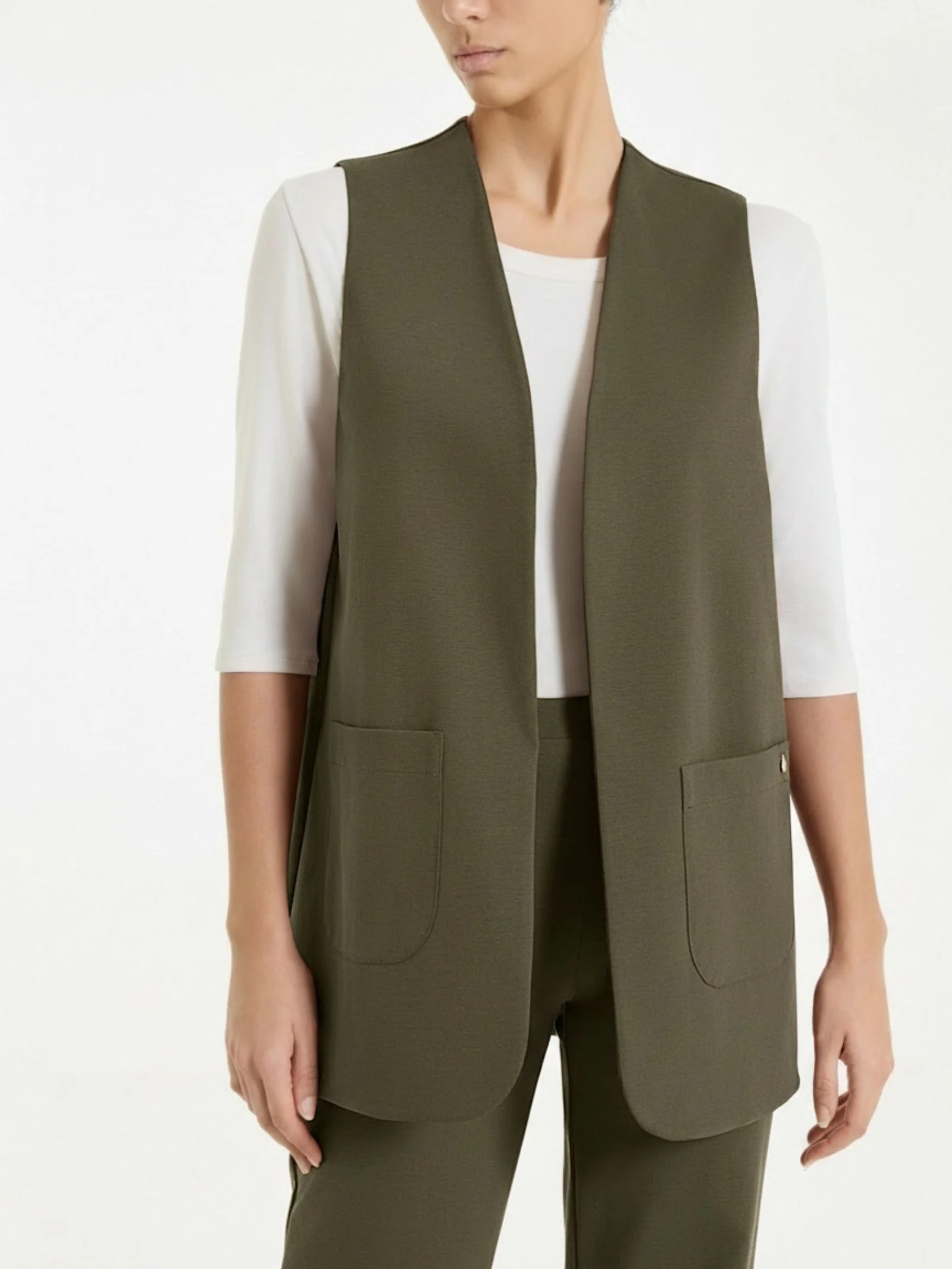 Gilet aperto in Compact Light - Dark Olive
