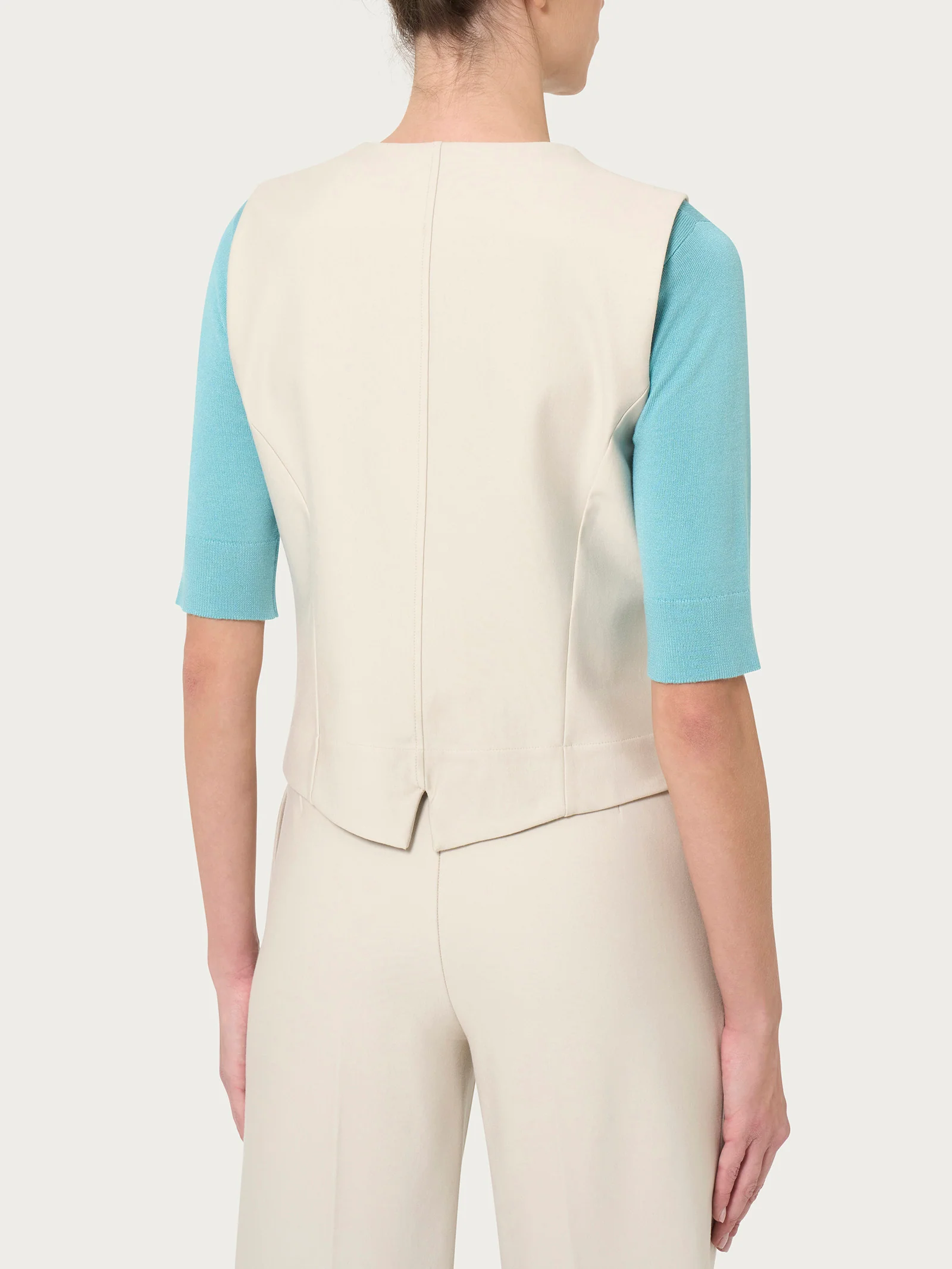 Gilet con quattro bottoni in Compact - Champignon - Image 2