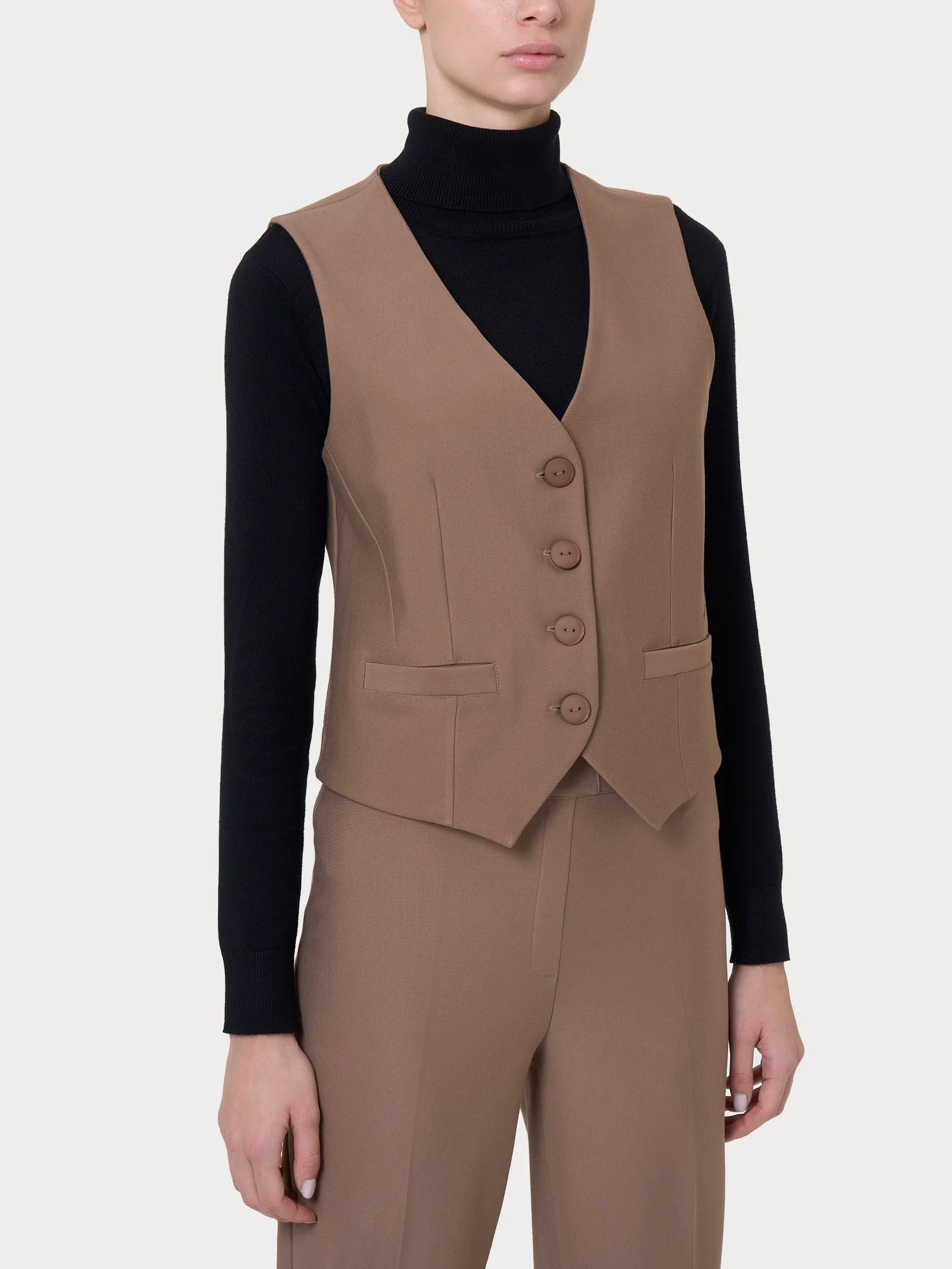 Gilet con quattro bottoni in Compact - Pine Bark
