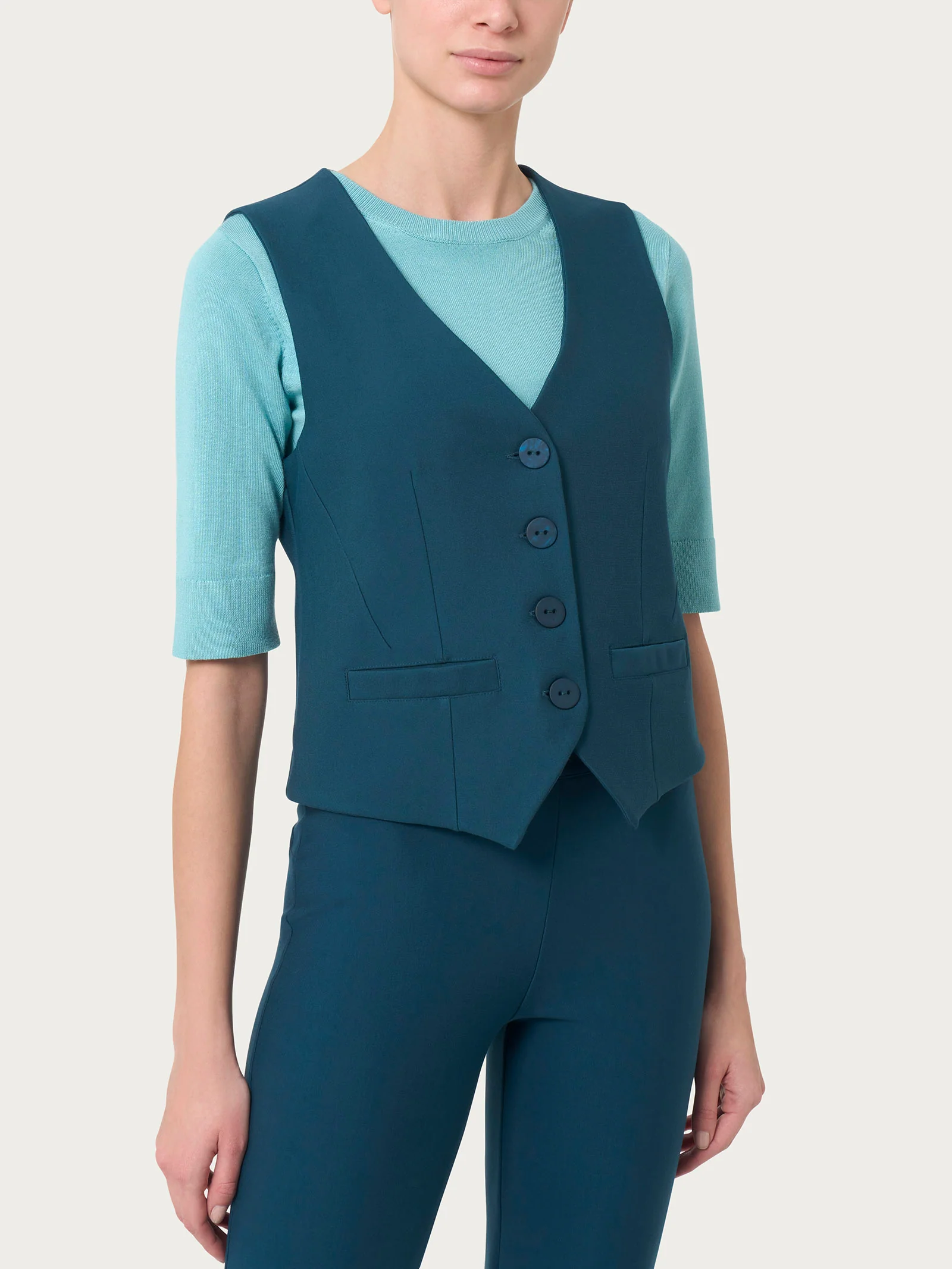 Gilet con quattro bottoni in Compact - Reflecting Pond