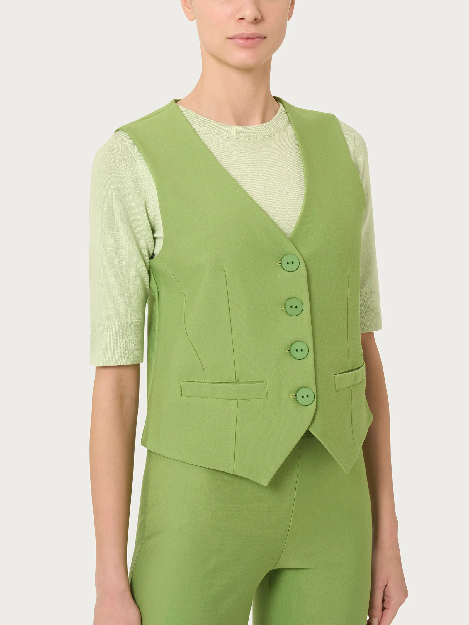 Gilet con quattro bottoni in Compact - Piquant Green