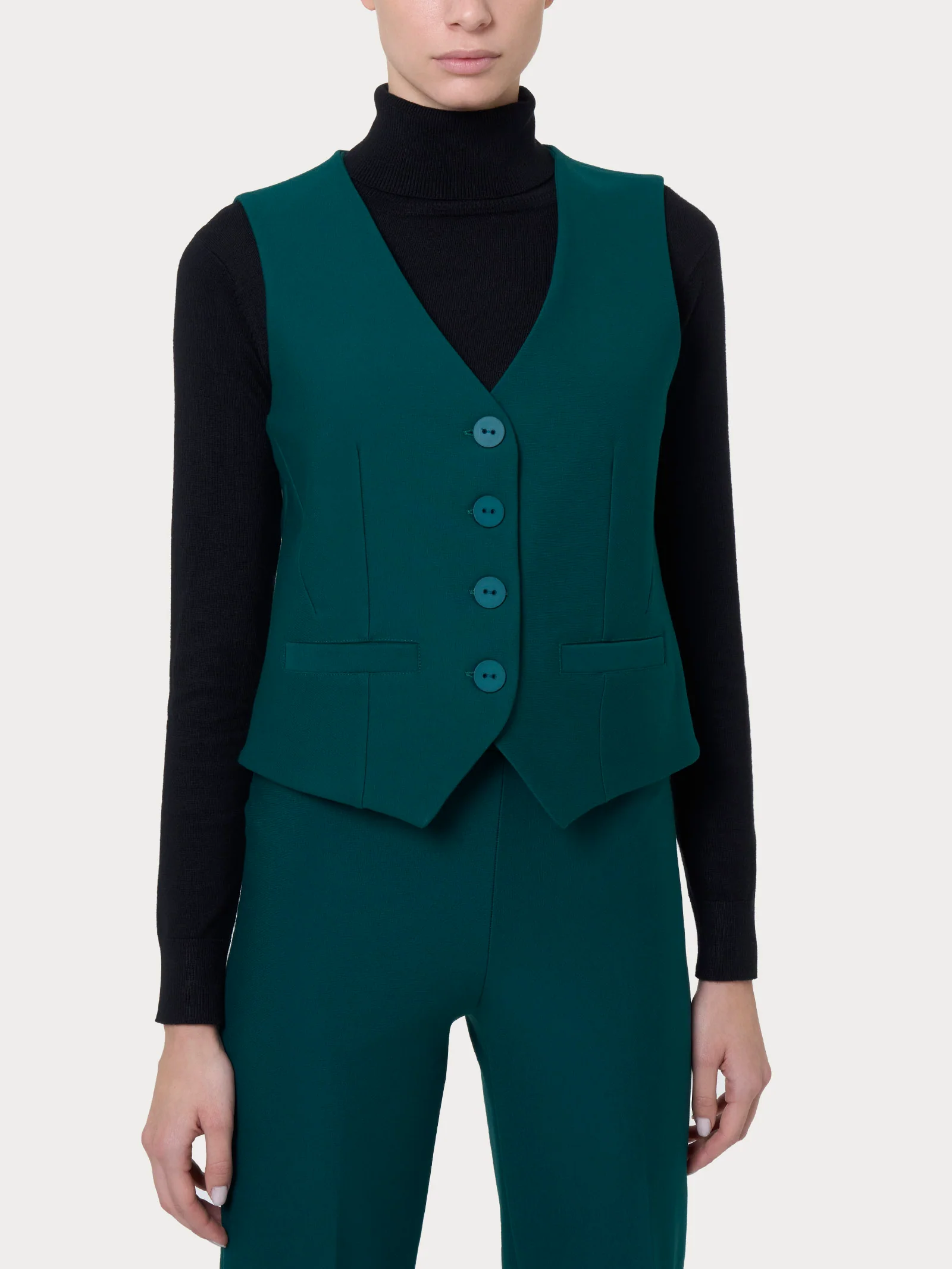 Gilet con quattro bottoni in Compact - Rain Forest