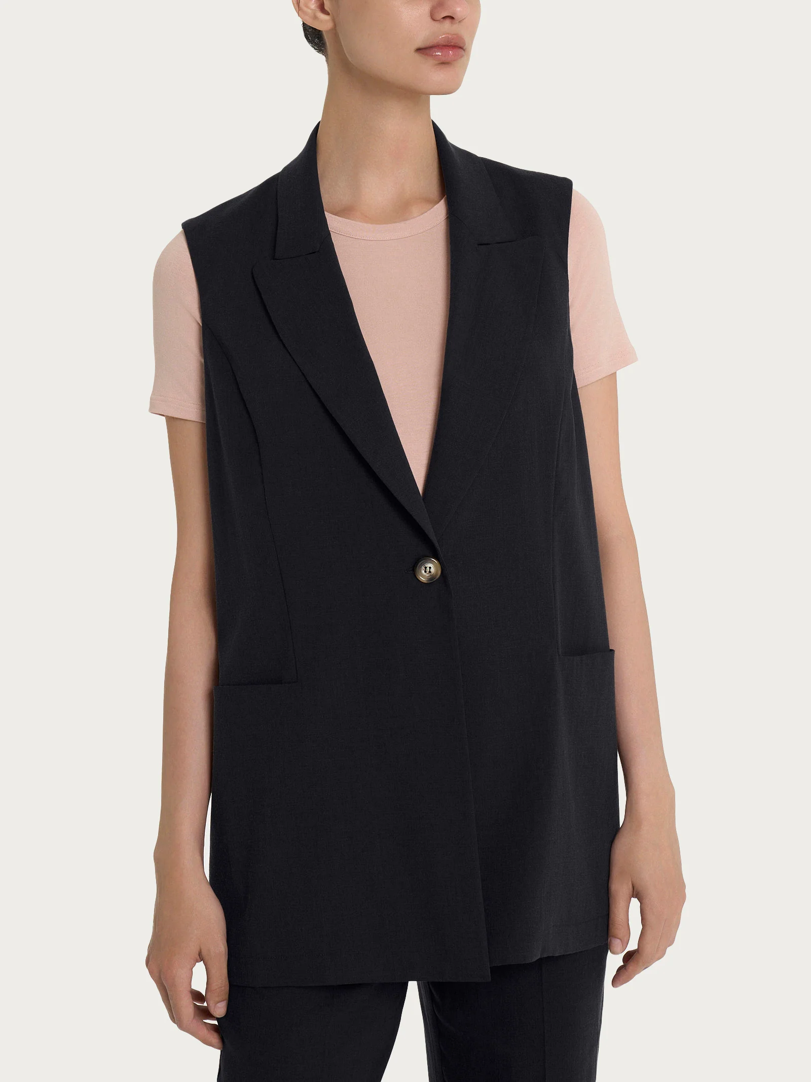Gilet lungo in Super Natural - Nero
