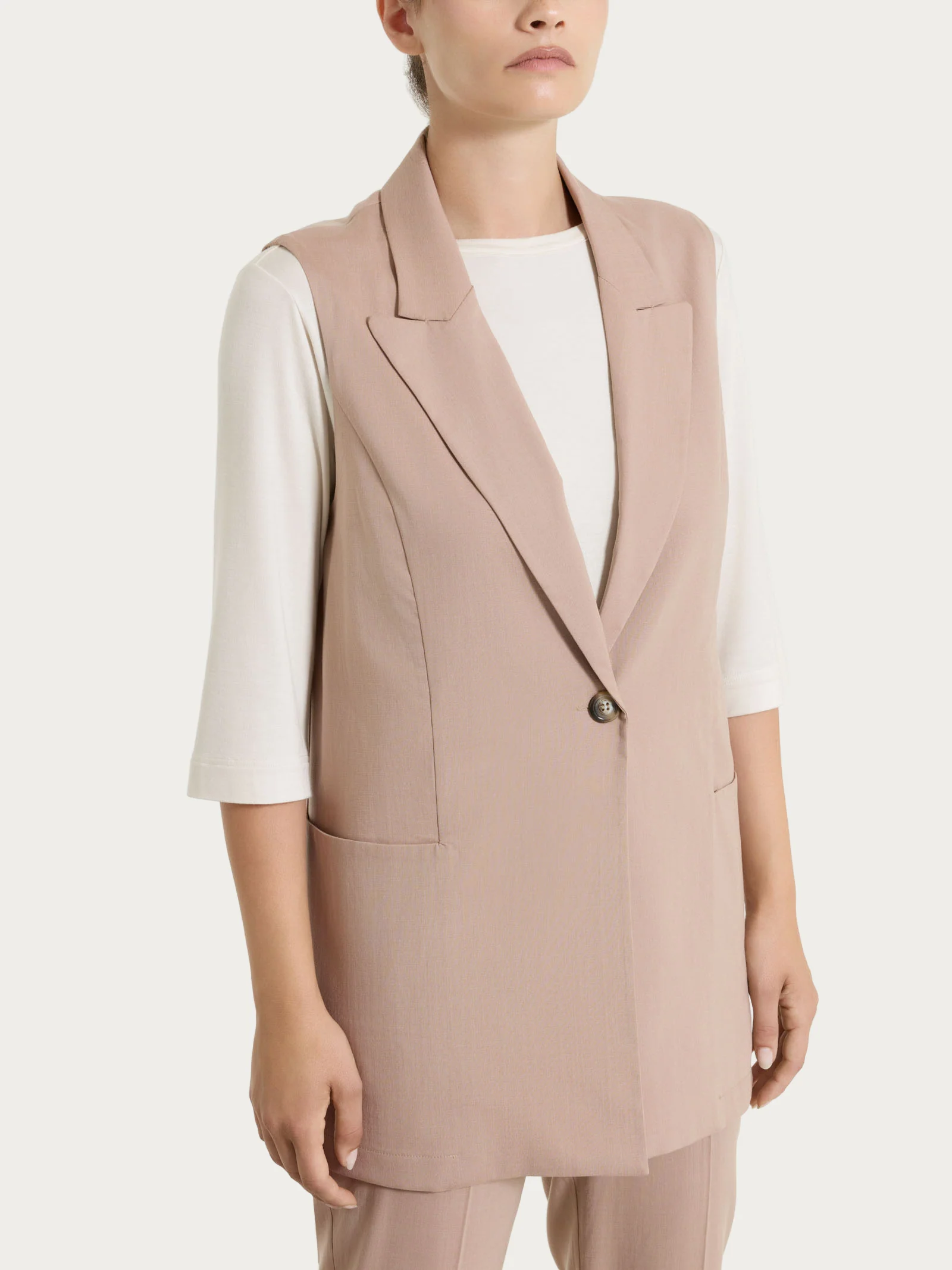 Gilet lungo in Super Natural - Warm Taupe