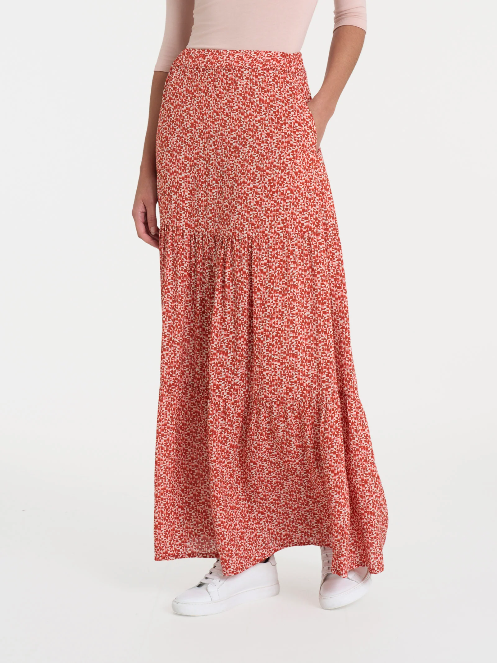 Gonna lunga con micro geometric pattern in Ecoseta - Fant. Dubarry