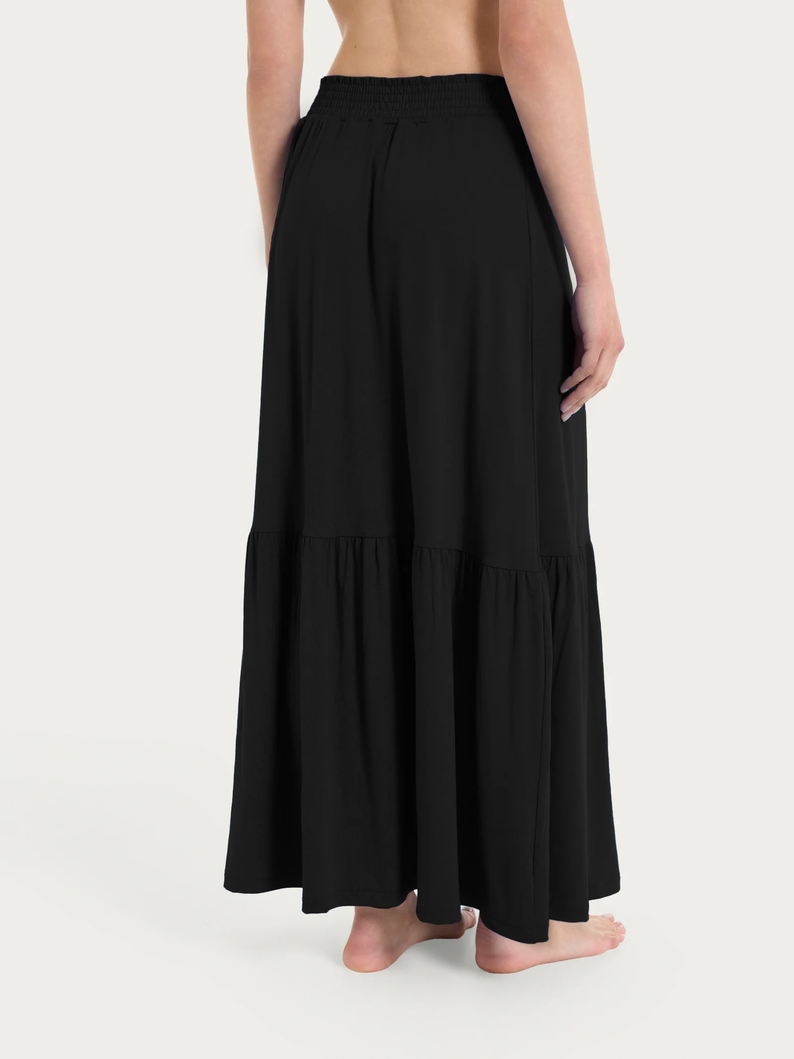 Gonna lunga in Viscosa Summer - Nero - Image 2