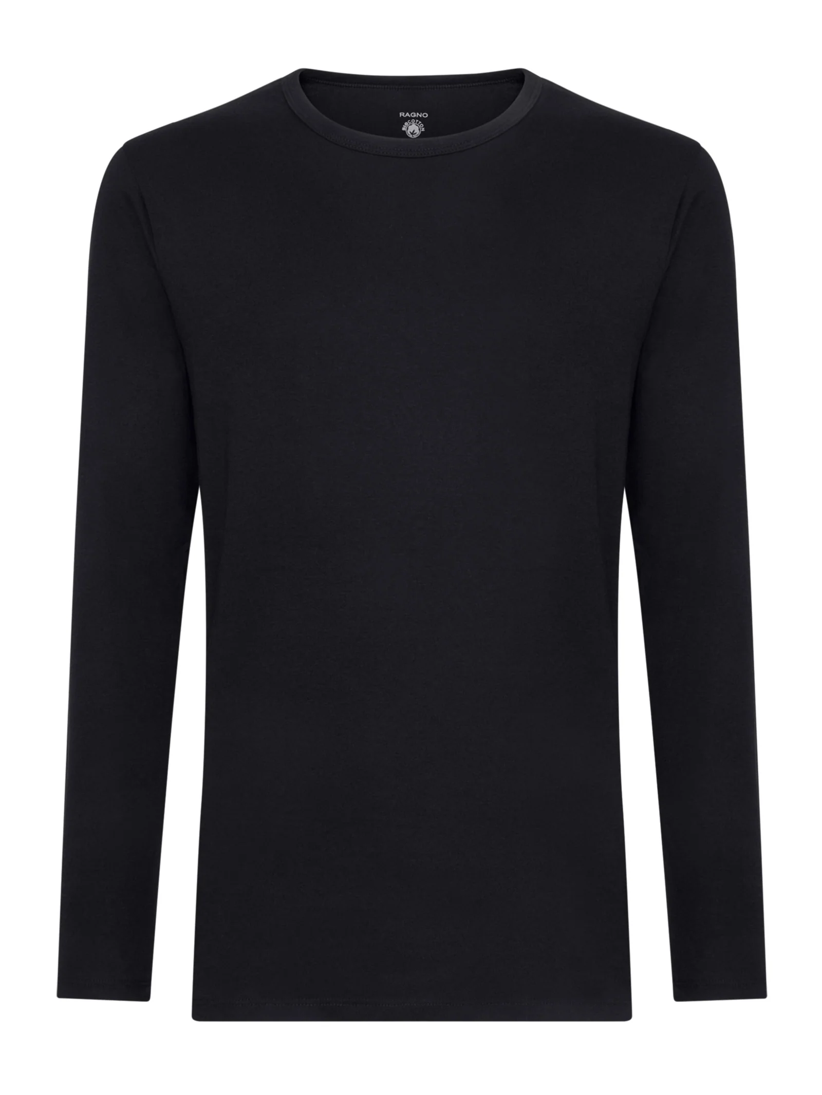 Interlock - Maglietta girocollo in interlock di cotone - Nero