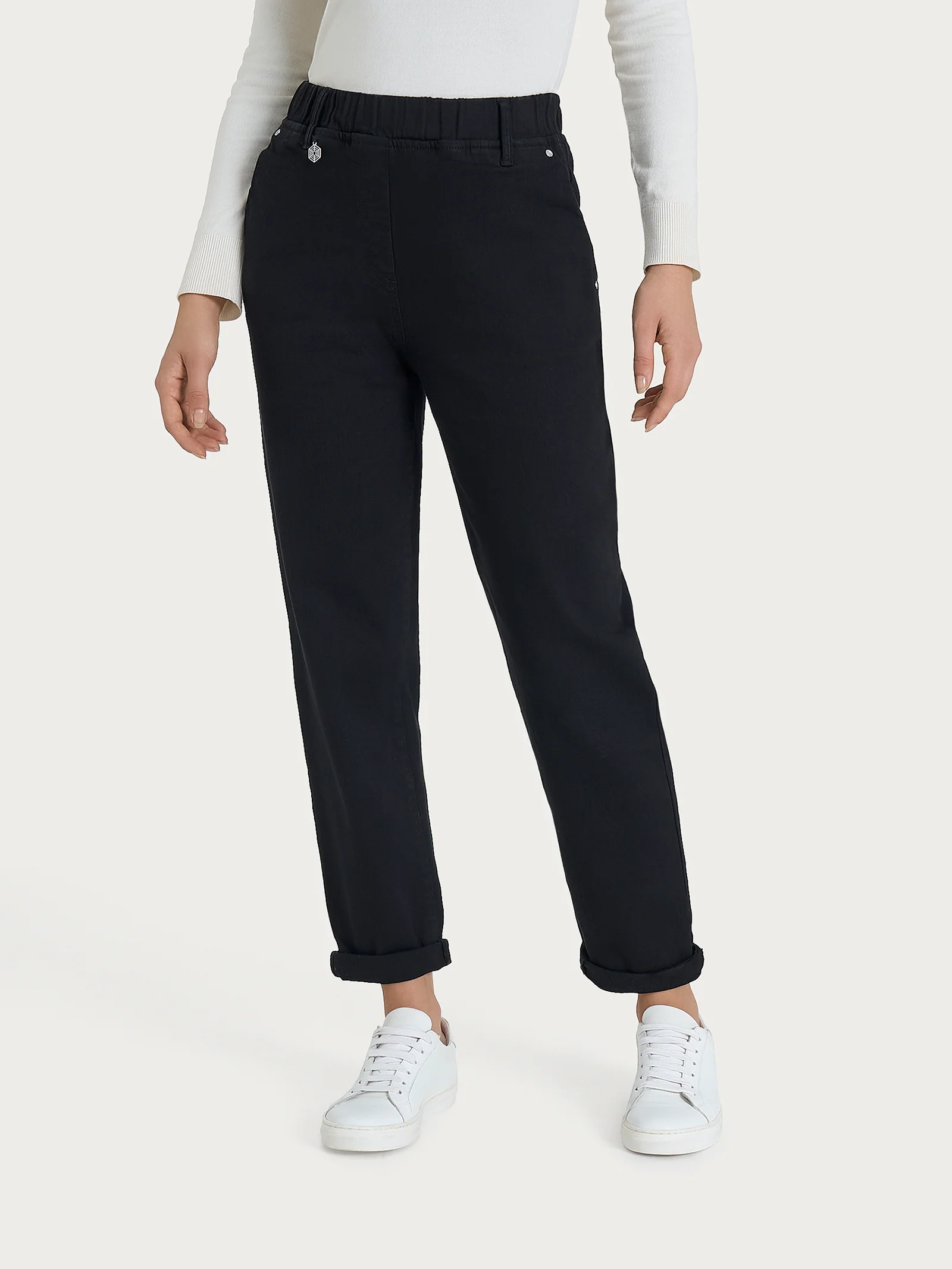 Jeans a carota con tasche in Super Denim - Nero - Image 2