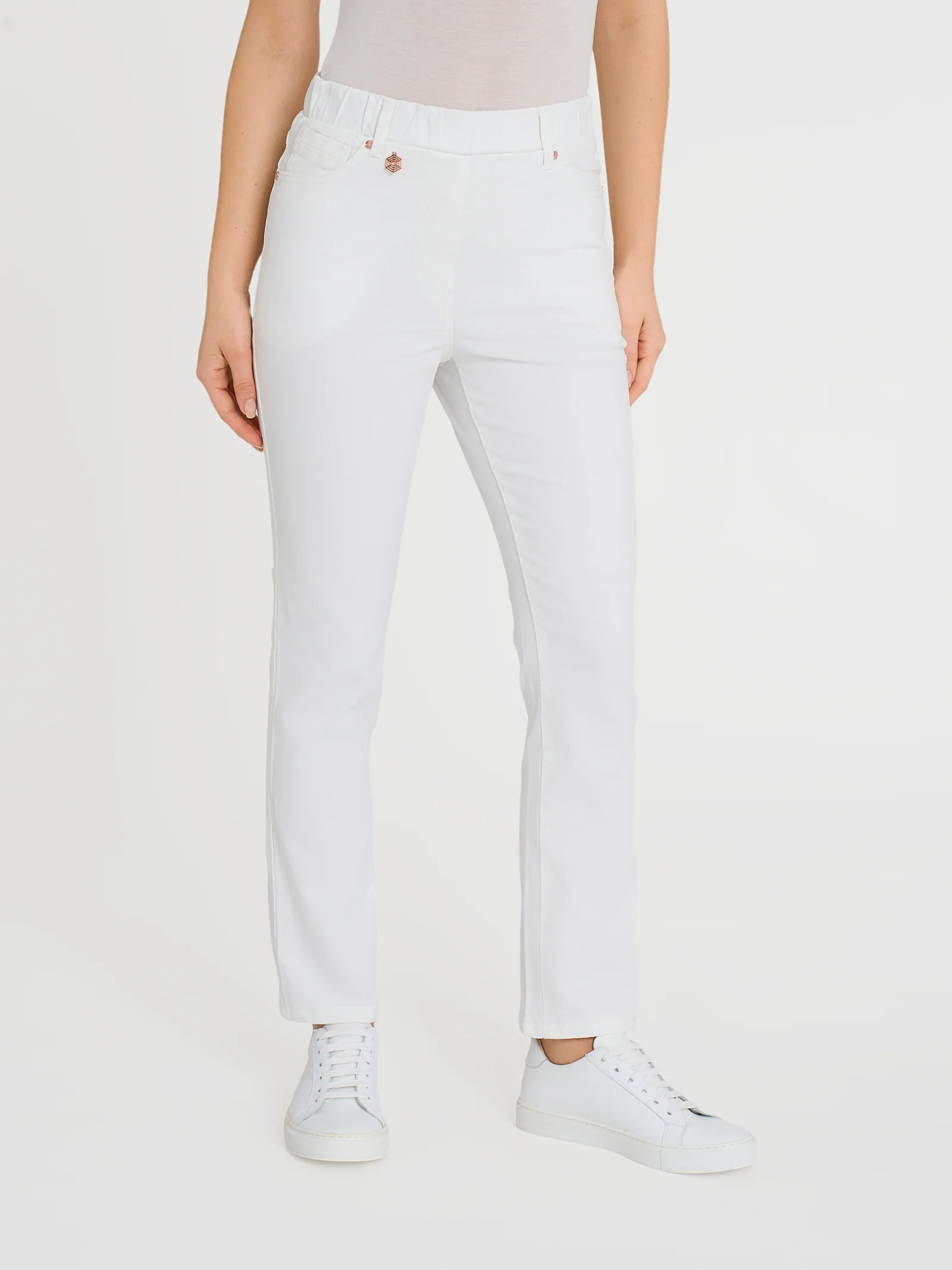 Jeans a gamba dritta con tasche in Light Denim - Bianco