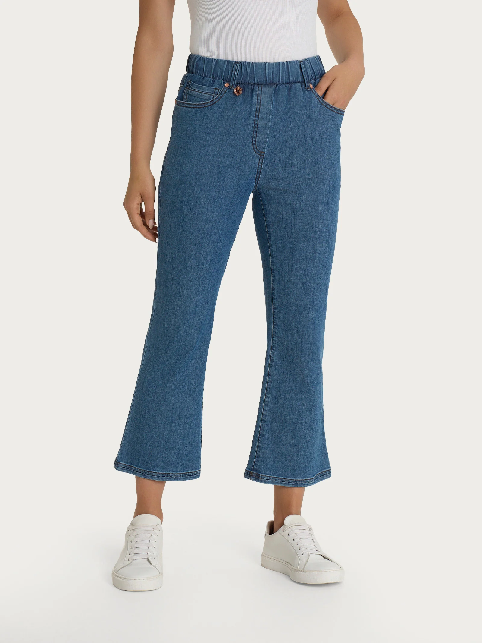 Jeans flare alla caviglia con tasche in Light Denim - Delave'
