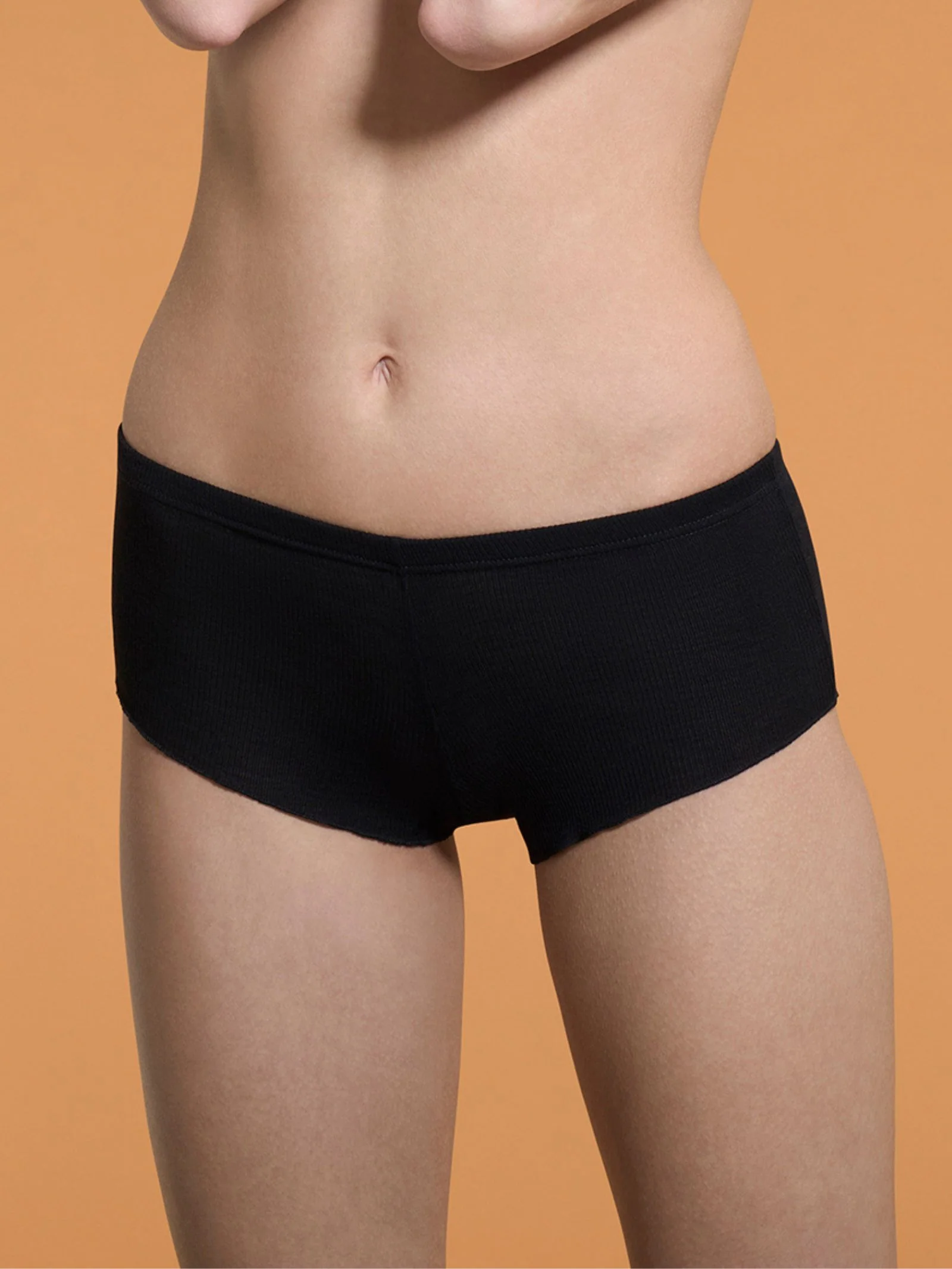 Lana Seta - Culotte da donna in costina di lana e seta - Nero