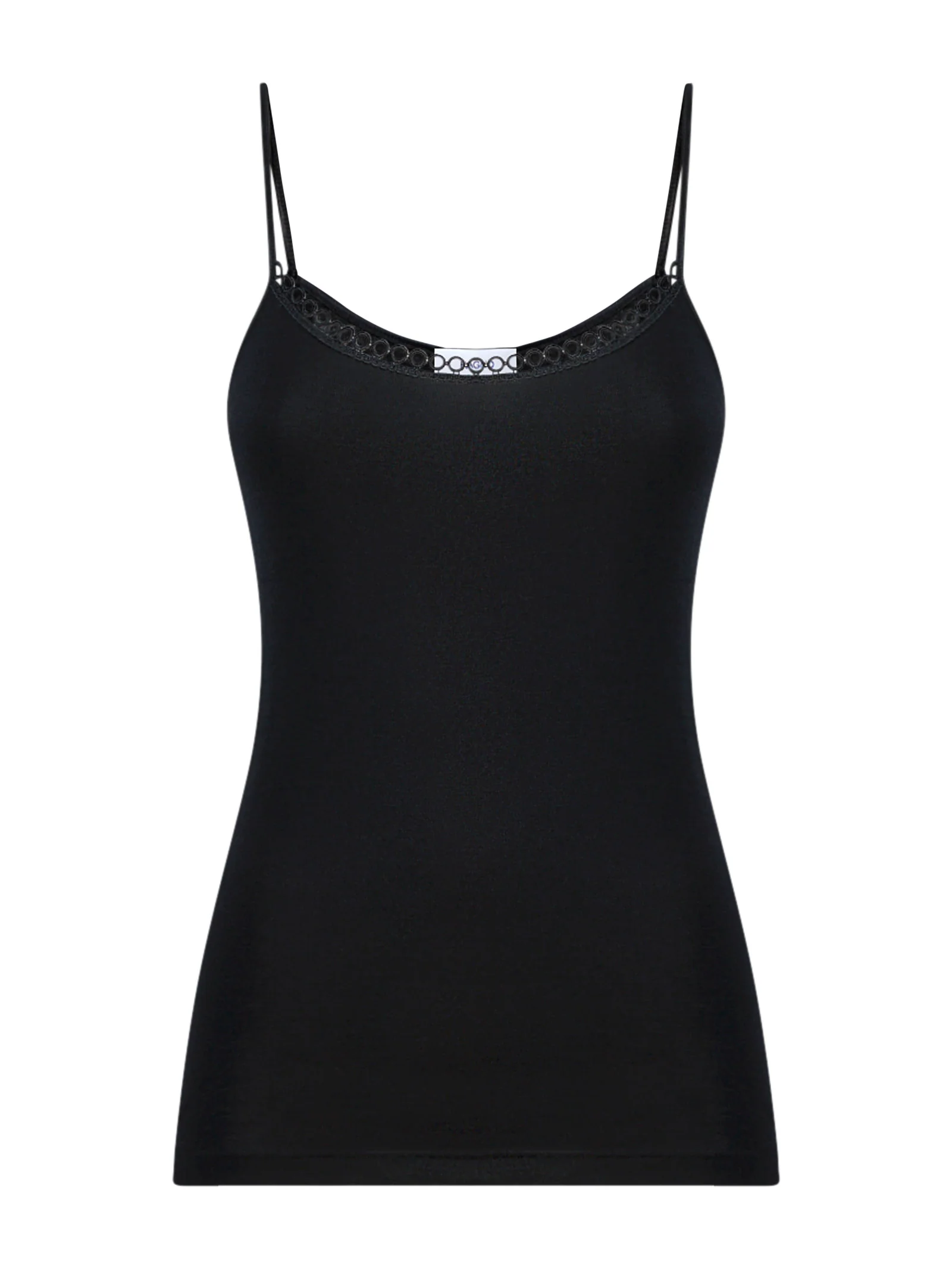 Lana Seta - Top in maglia unita di lana e seta con pizzo - Nero